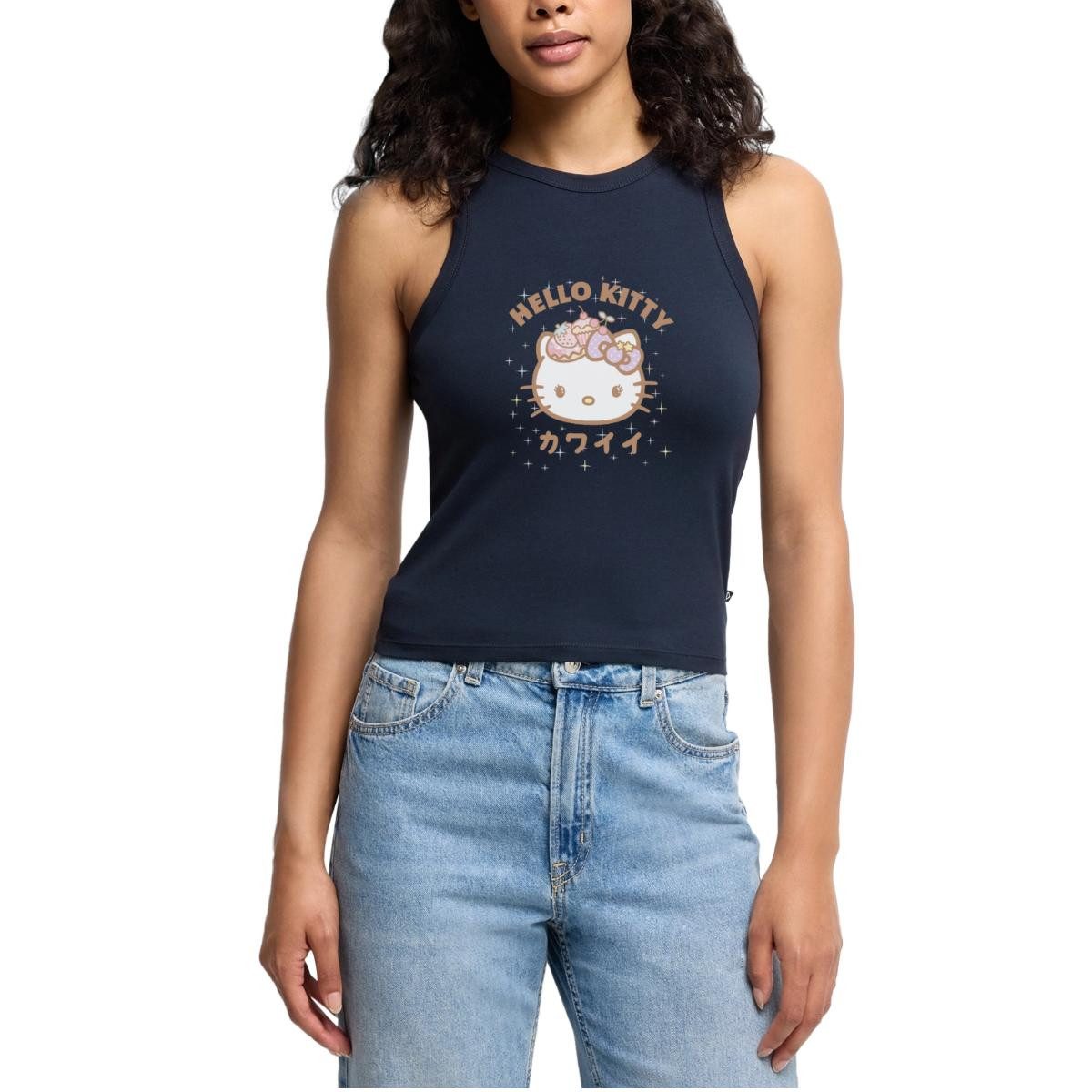 Spreadshirt T-Shirt Hello Kitty Kawaii Stil Organic Tank Crop Top Damen (1-tlg)