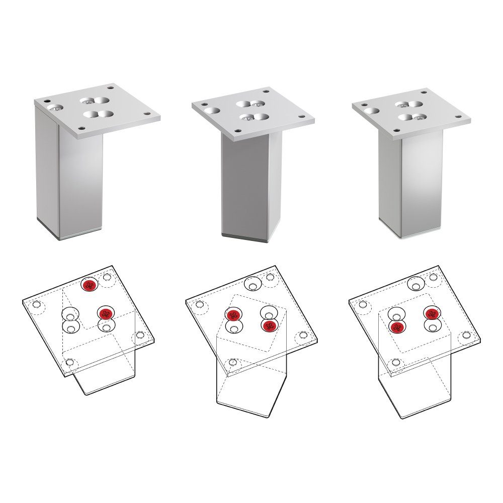 sossai® Möbelfuß Aluminium Möbelfüße, (4-St)