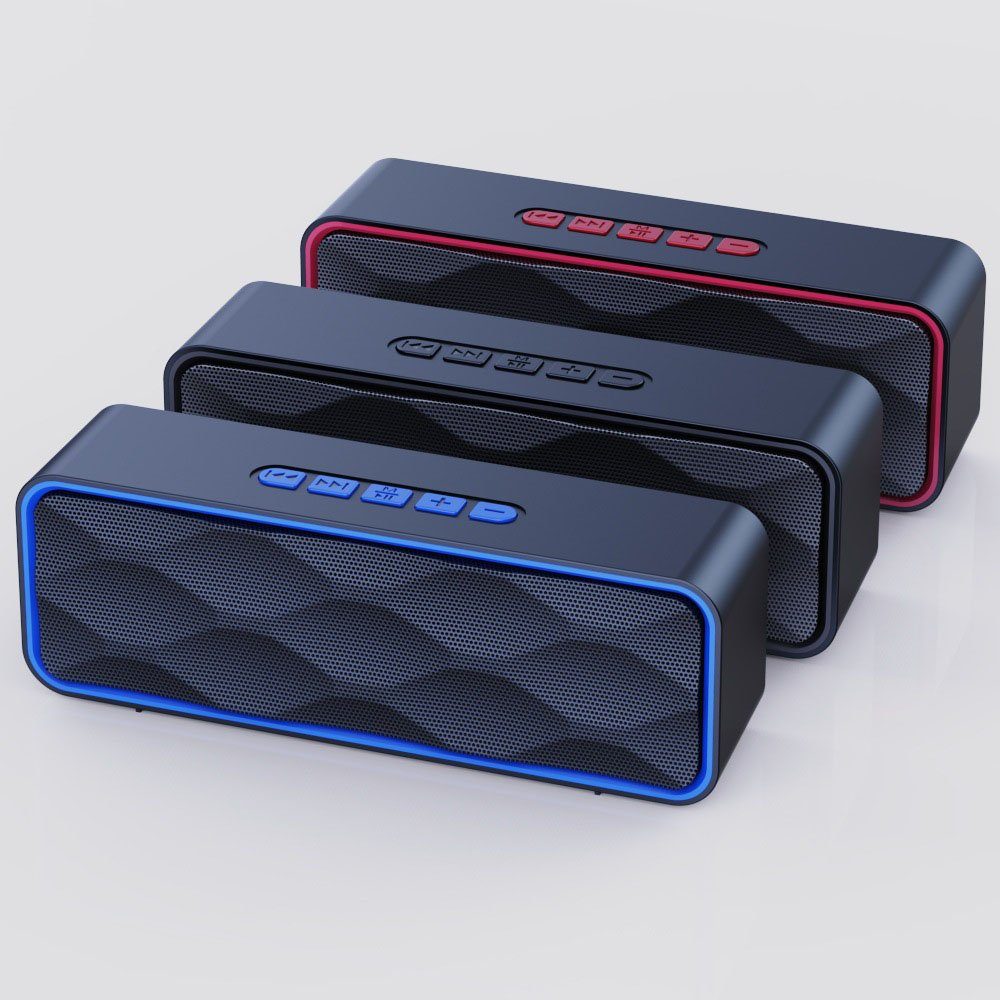 Lautsprecher Bluetooth-Lautsprecher Bluetooth blau Stereo Musikbox Bluetooth, Wasserdicht IPX7 MOUTEN