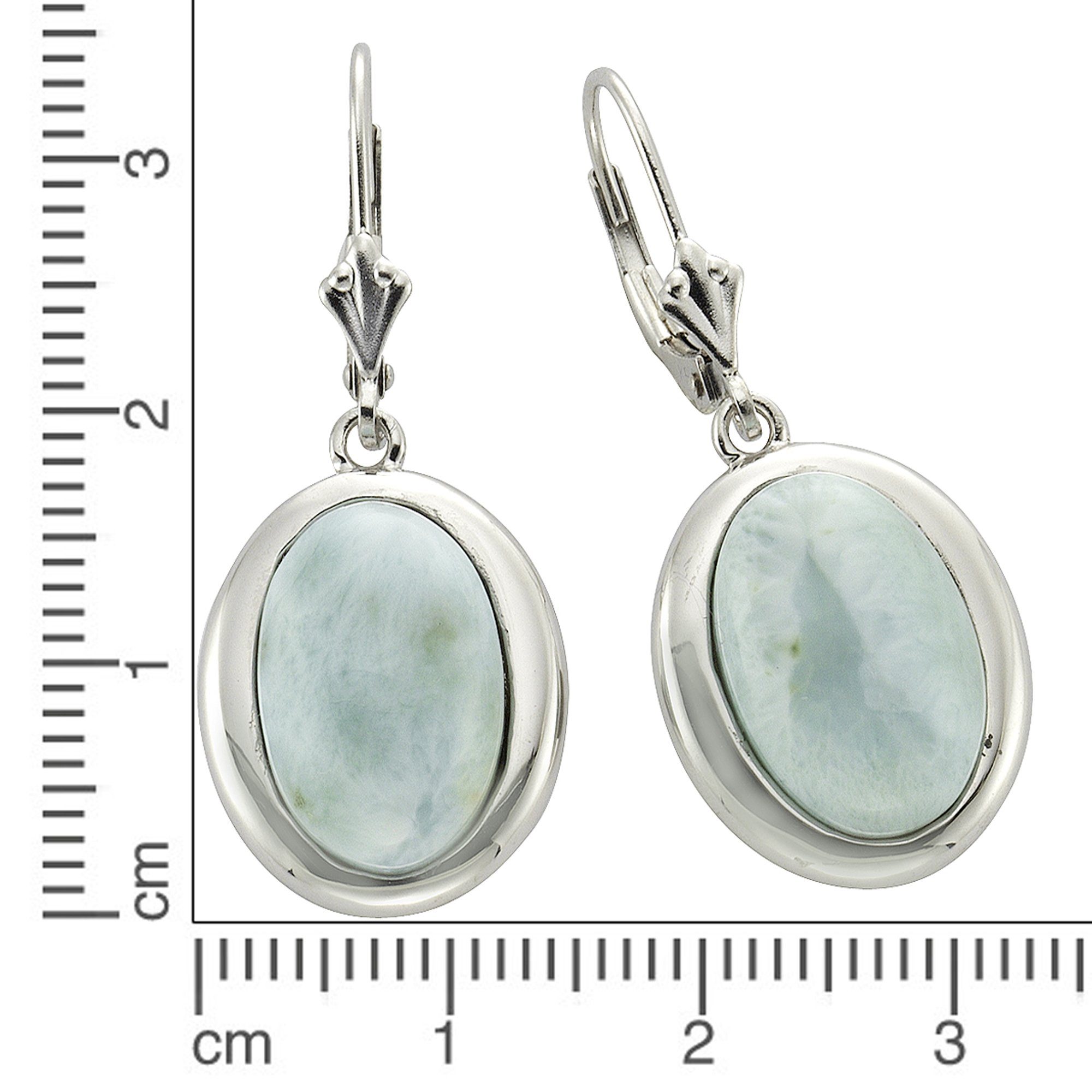 Zeeme Paar Ohrhänger Silber 925 rhodiniert mit echtem Larimar 14x10mm günstig online kaufen