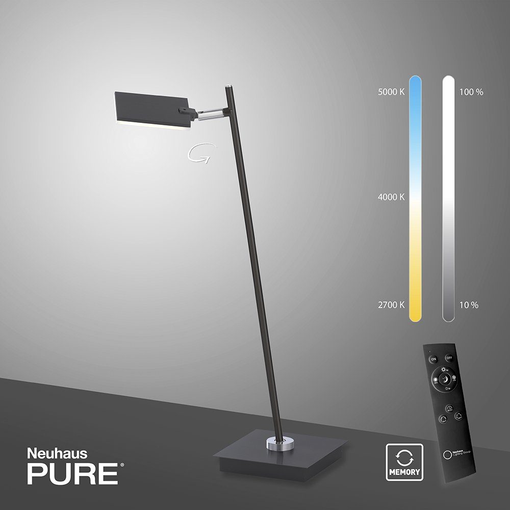 Paul Neuhaus LED Tischleuchte LED Tischlampe PURE MIRA, inkl. Fernbedienung, Schnurschalter, dimmbar, Memoryfunktion, CCT, 1xLED-Board/6,10W/2700-5000K, Fernbedienung dimmbar drehbar CCT Farbwechsel slim