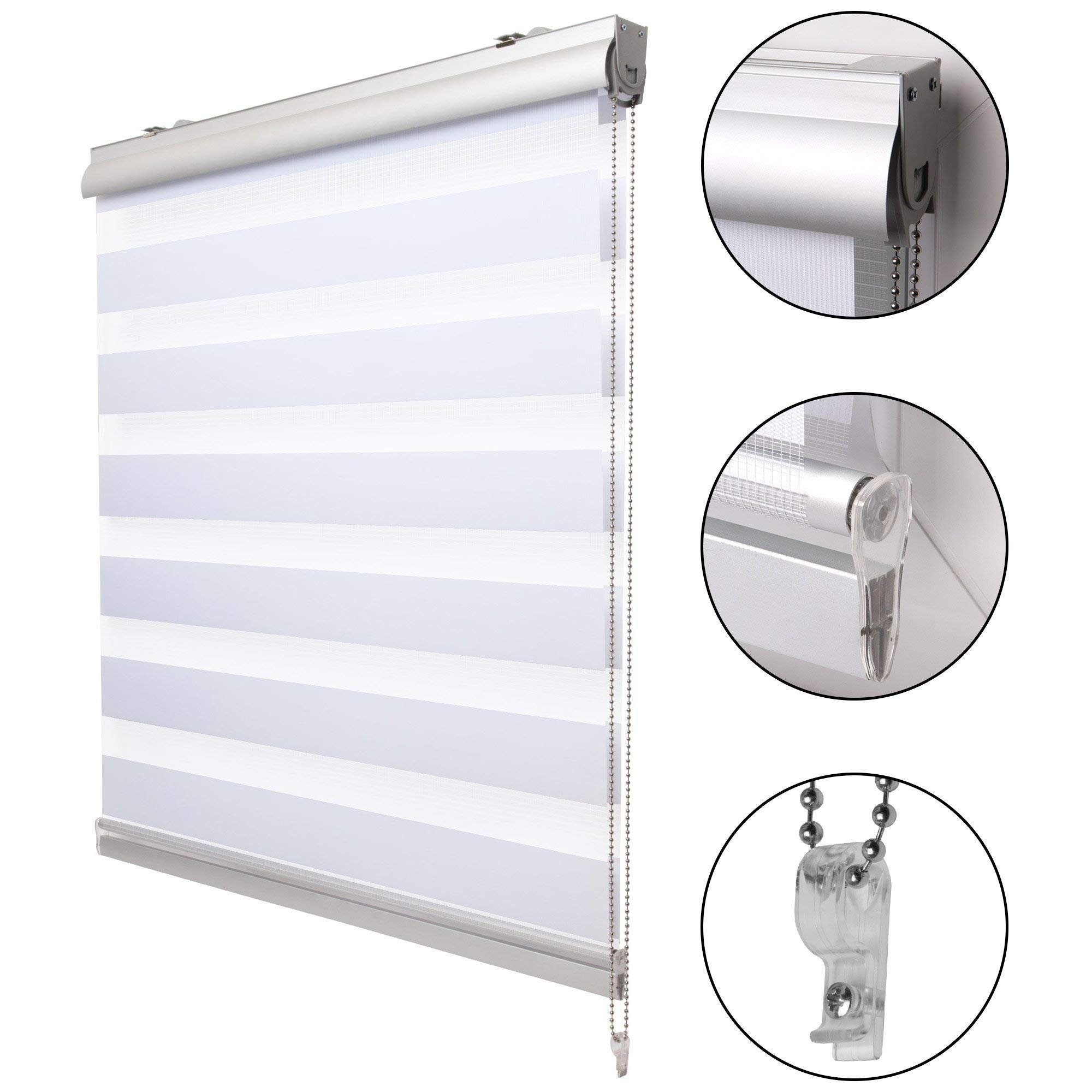Rollo Doppelrollo SolDecor DK9, 60x160cm, Weiß – Klemmfix ohne Bohren, Sol Royal, für Fenster – inkl. Klemmfix Träger, Kassetten Doppelrollo