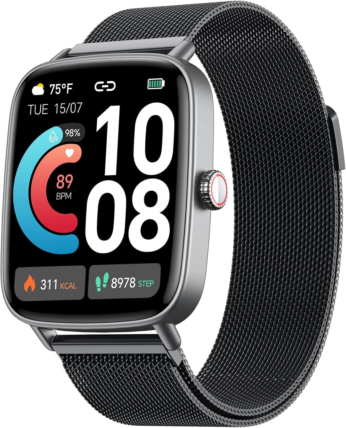 Aeac Smartwatch (4,6 cm, android ios), Smartwatch Herren Fitness Tracker