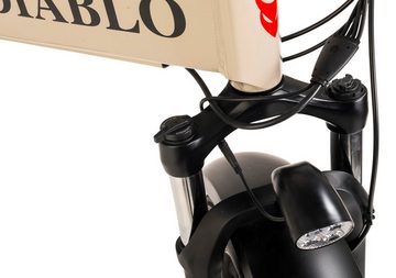 DIABLO BIKES E-Bike Storm, 7 Gang Shimano Tourney Schaltwerk, Kettenschaltung, Heckmotor, 360 Wh Akku, Pedelec, Elektrofahrrad für Damen u. Herren, Cityrad