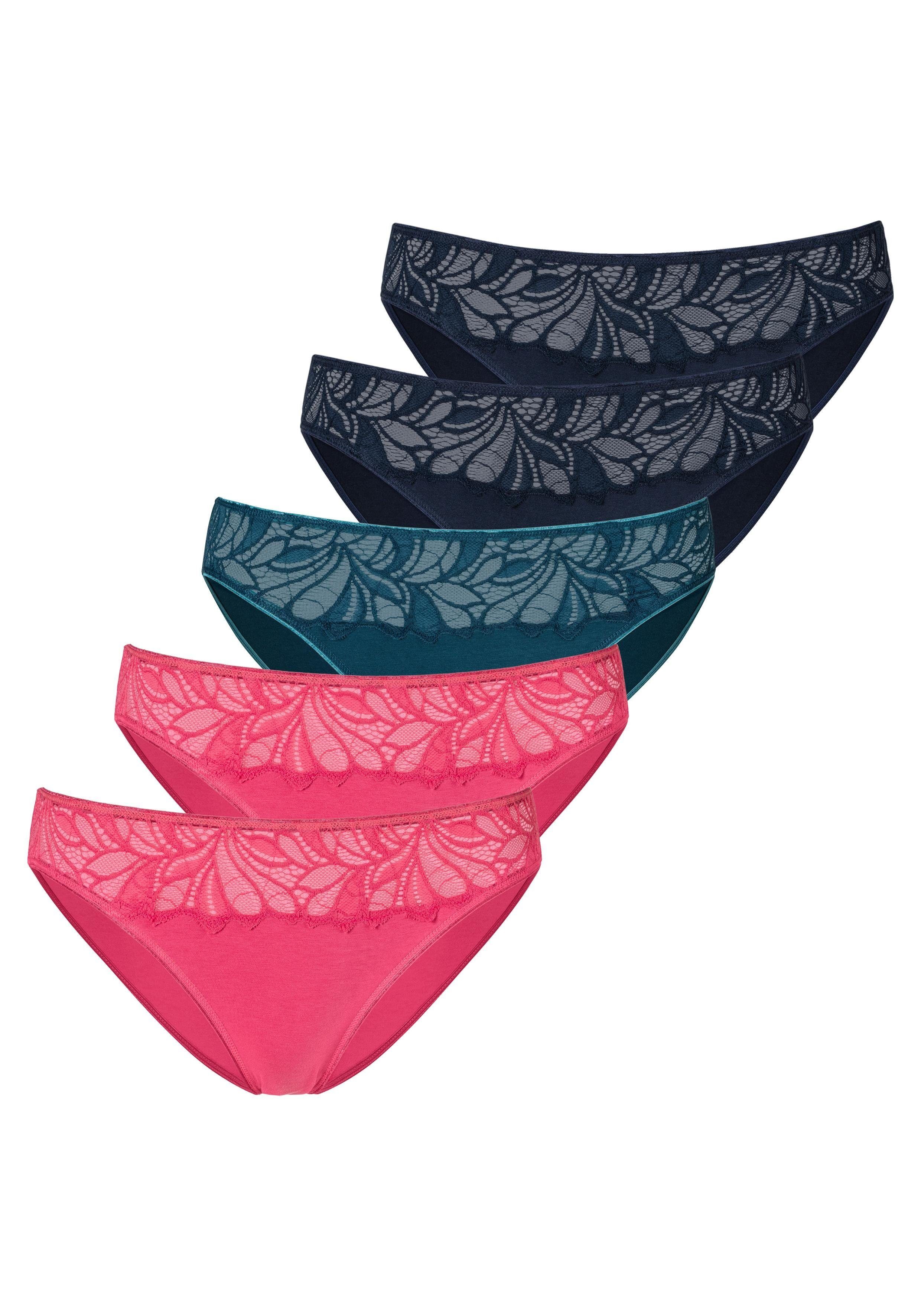 Vivance Bikinislip (Packung, pink, aus elastischer 5-St) navy, Baumwoll-Qualität petrol