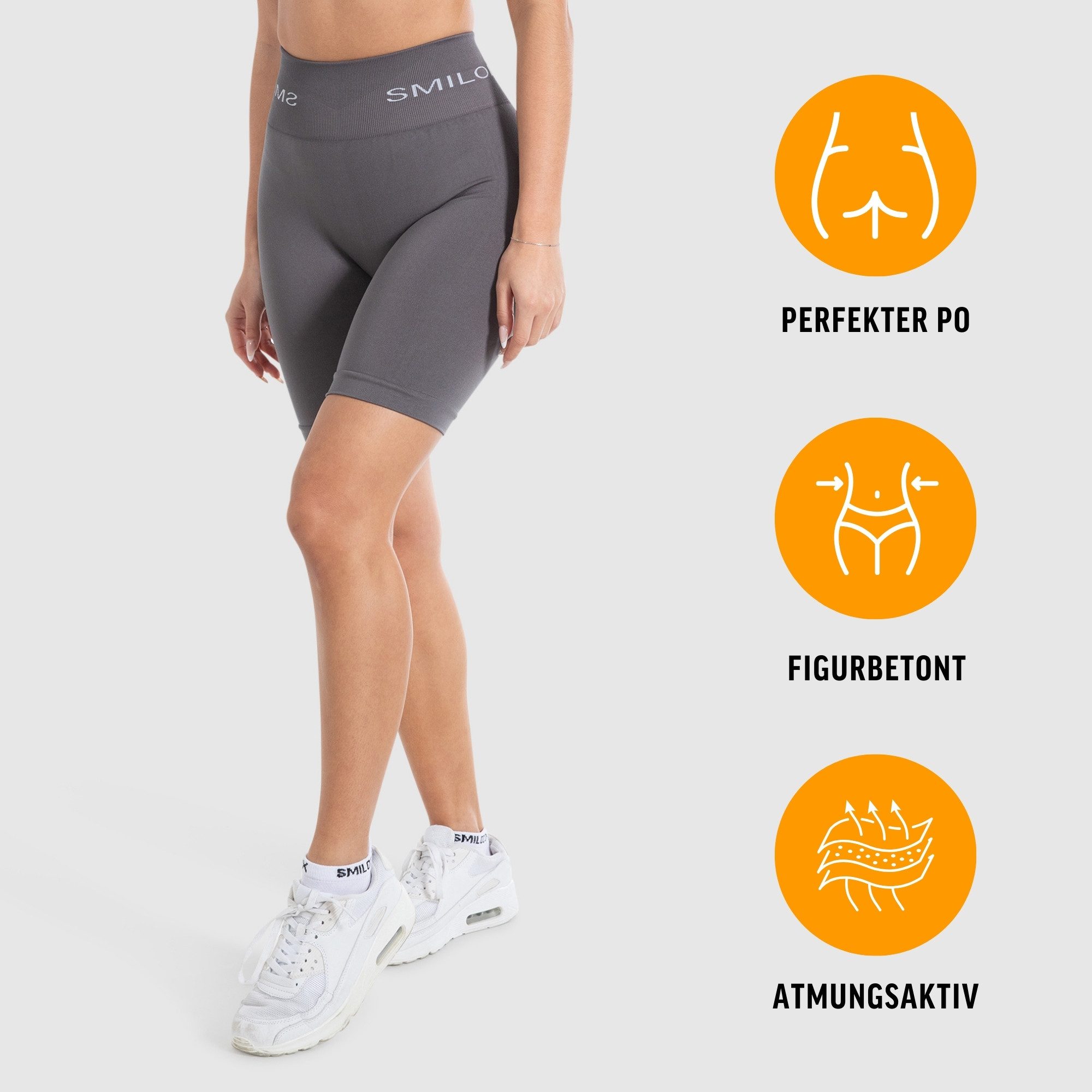 Smilodox Shorts Azura, Seamless Booty Scrunch Radlerhose mit Schriftzug Yog günstig online kaufen