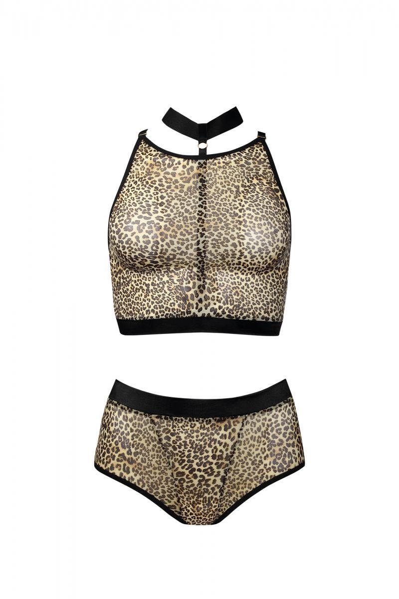 Anais Apparel Size Plus Set: Bügelloser BH 2tlg. Set in leopard/schwarz - 3XL/4XL – Bild 4 von 5