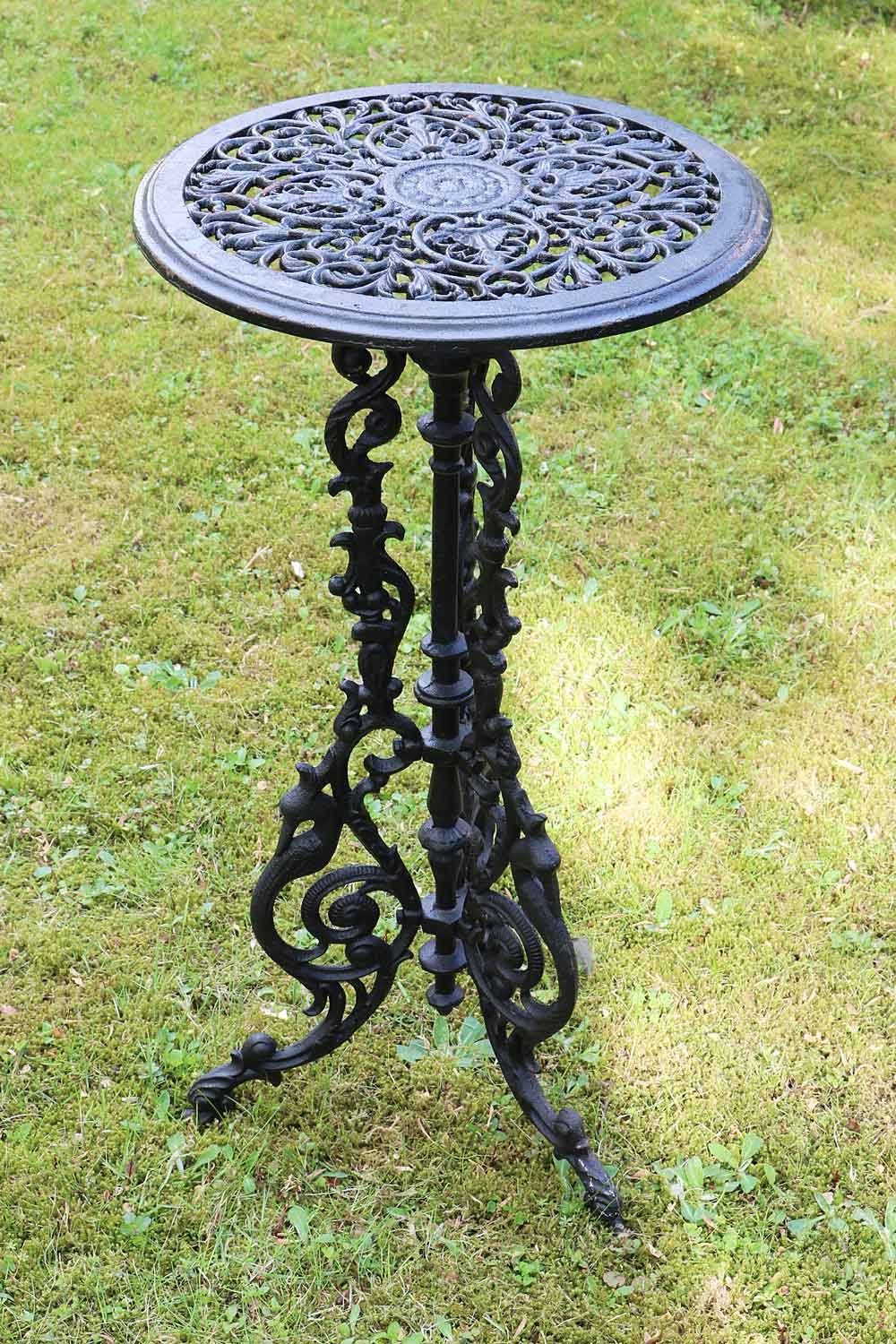 Aubaho Gartentisch Gartentisch Gusseisen 72cm Eisen Tisch Antik-Stil schwar Beistelltisch