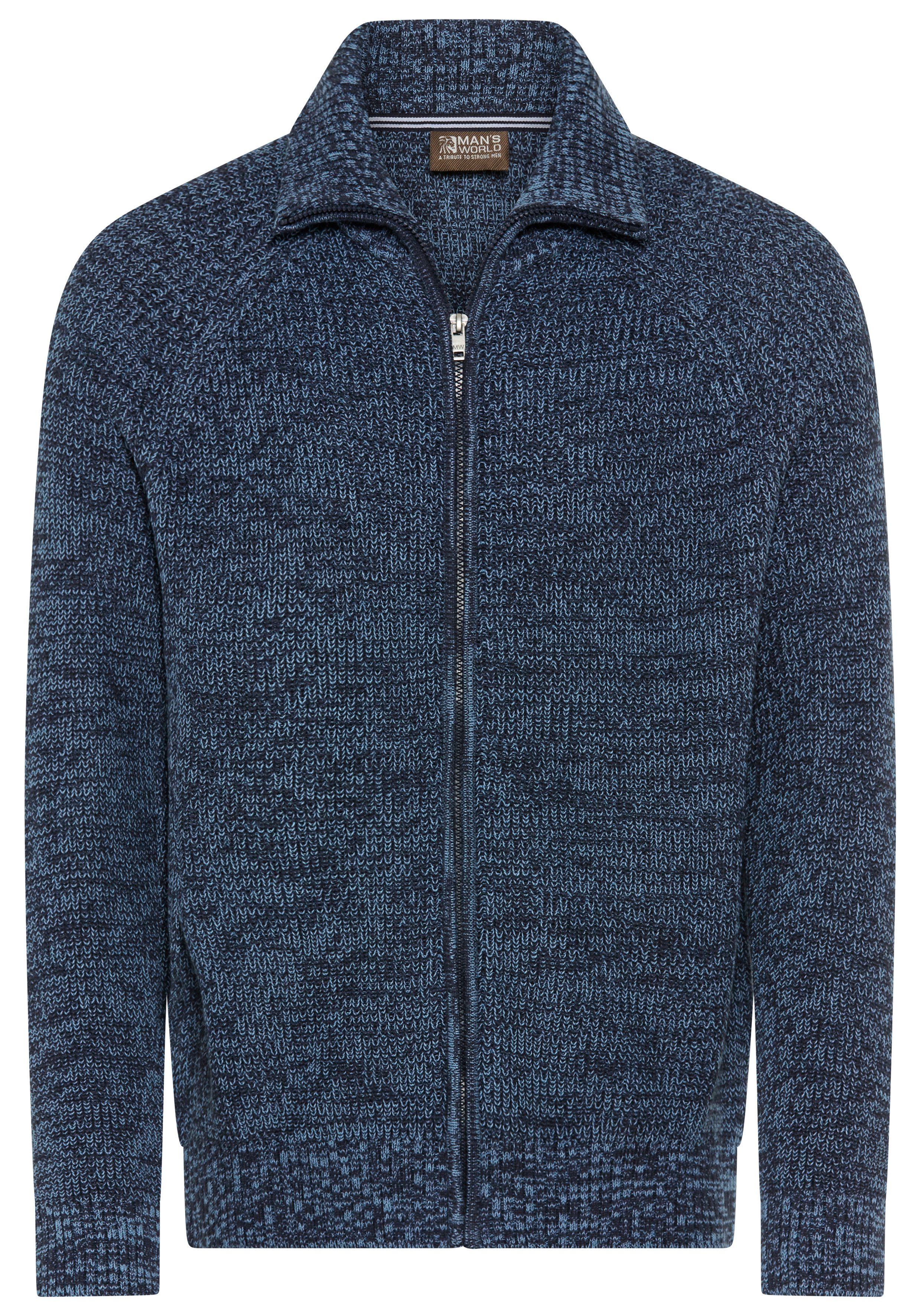 Man's World Strickjacke Mit Stehkragen & Reißverschluss melierte Optik,weicher Griff, Perfekt für die kältere Jahreszeit