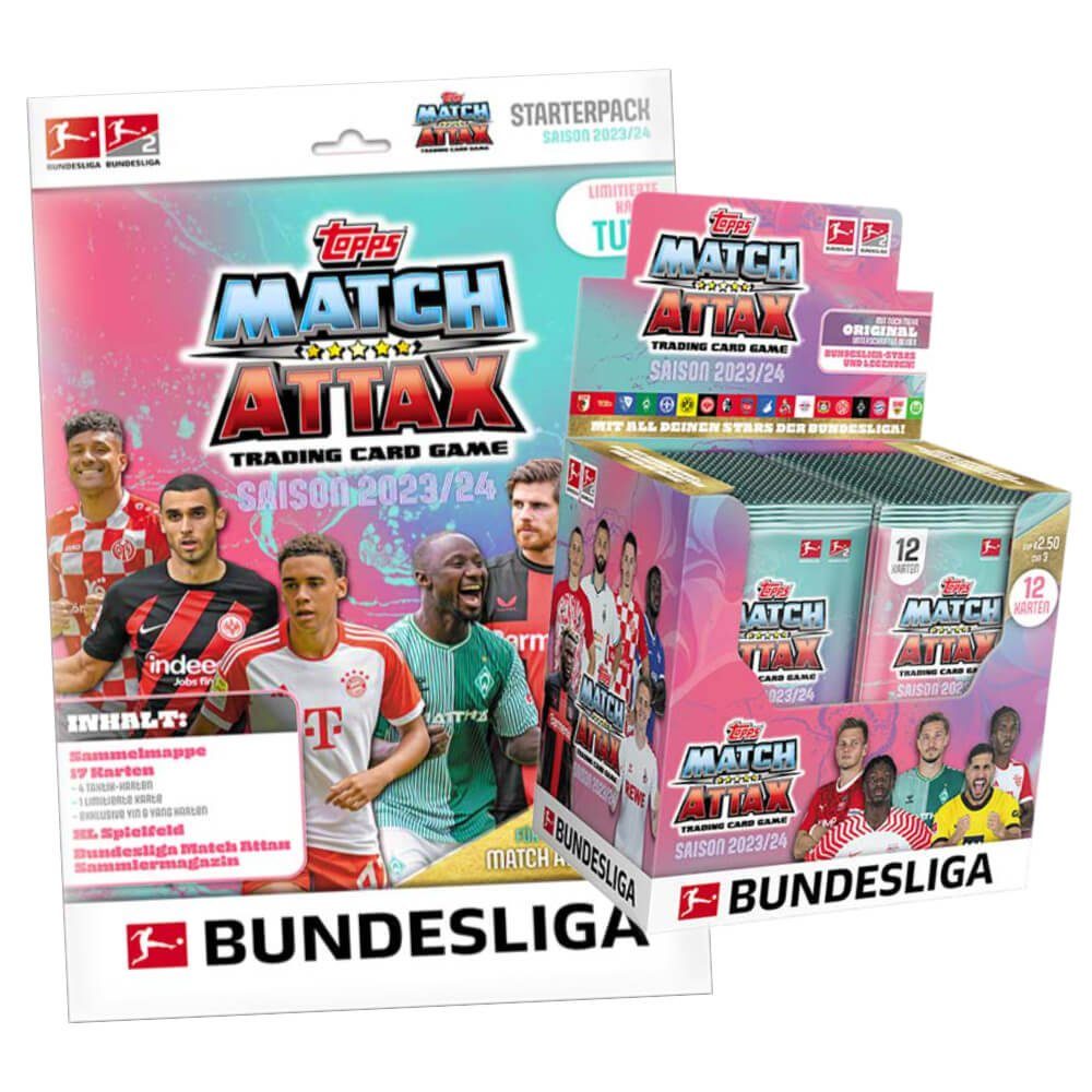 Topps Sammelkarte Topps Match Attax Bundesliga Karten Saison 2023 / 2024 - 1 Starter +, Bundesliga Karten 2024 - 1 Starter + 1 Display