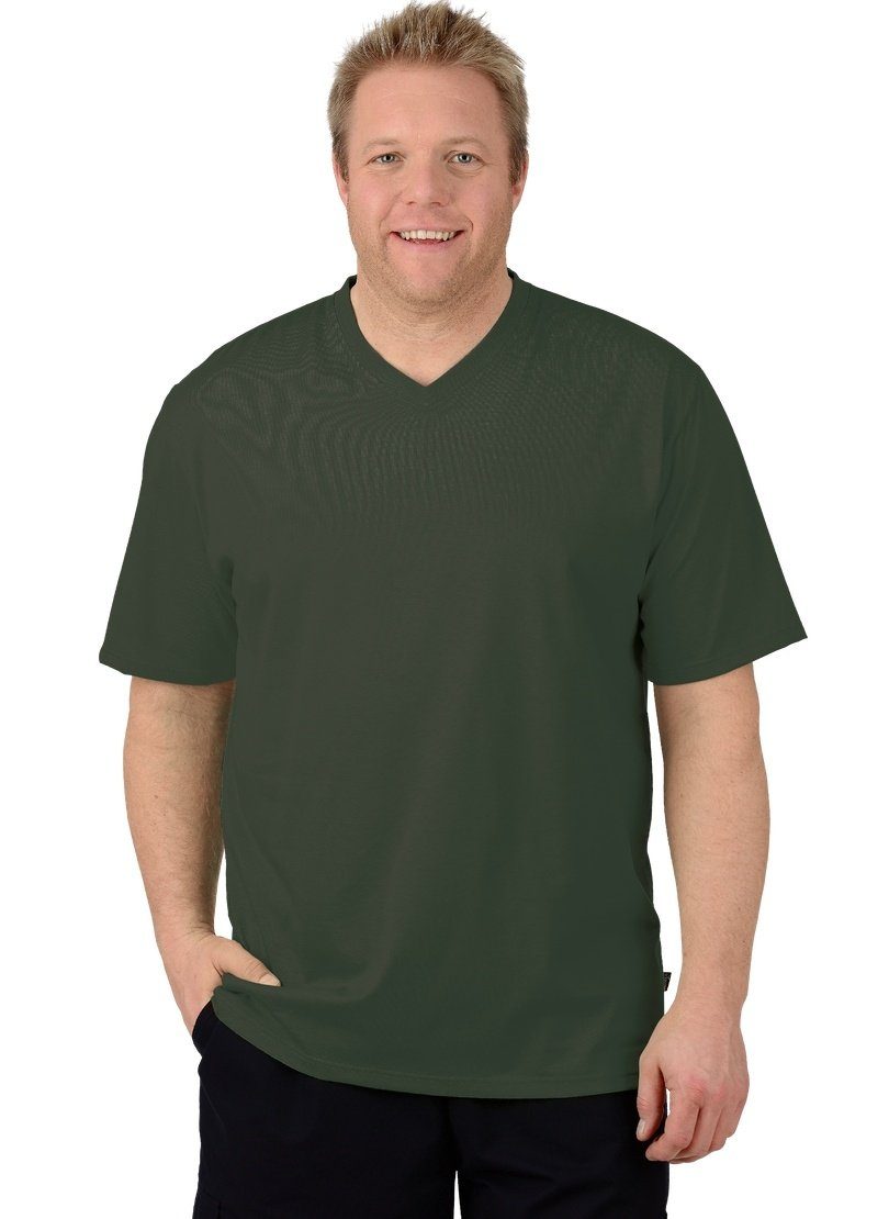 Trigema Baumwolle T-Shirt TRIGEMA DELUXE V-Shirt khaki