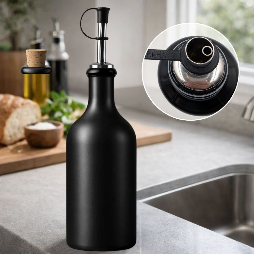 mikken Ölspender Ölflasche Keramik 500 ml mit Edelstahlausgießer aus Steingut – Bild 3 von 5
