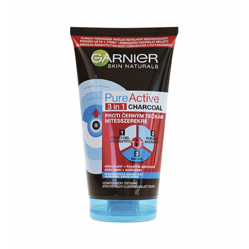 GARNIER Gesichtsmaske 3v1 Black Pure Active intensive Aktivkohle Anti Mitesser 150ml