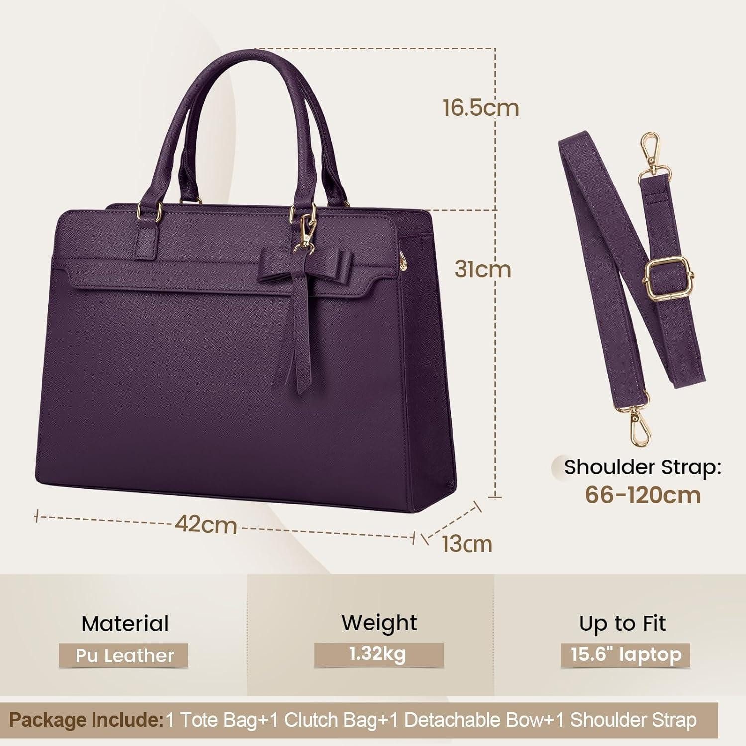 LuxusKollektion Laptoptasche Handtasche Damen 15.6 Zoll Laptoptasche Wasserdicht PU Leder