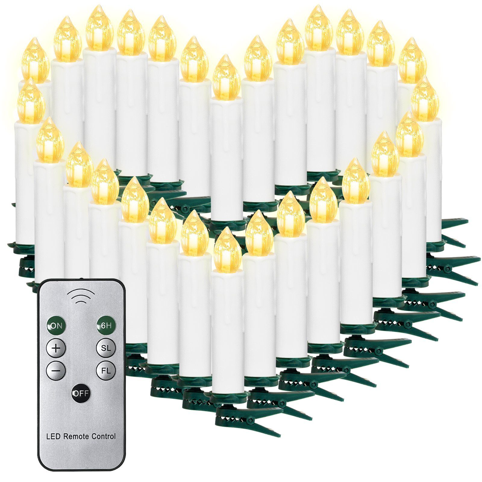 Gotoll LED-Christbaumkerzen 30er, 30 flammig Beleuchtung Weihnachtskerzen kabellos Weinachtsbaumkerzen