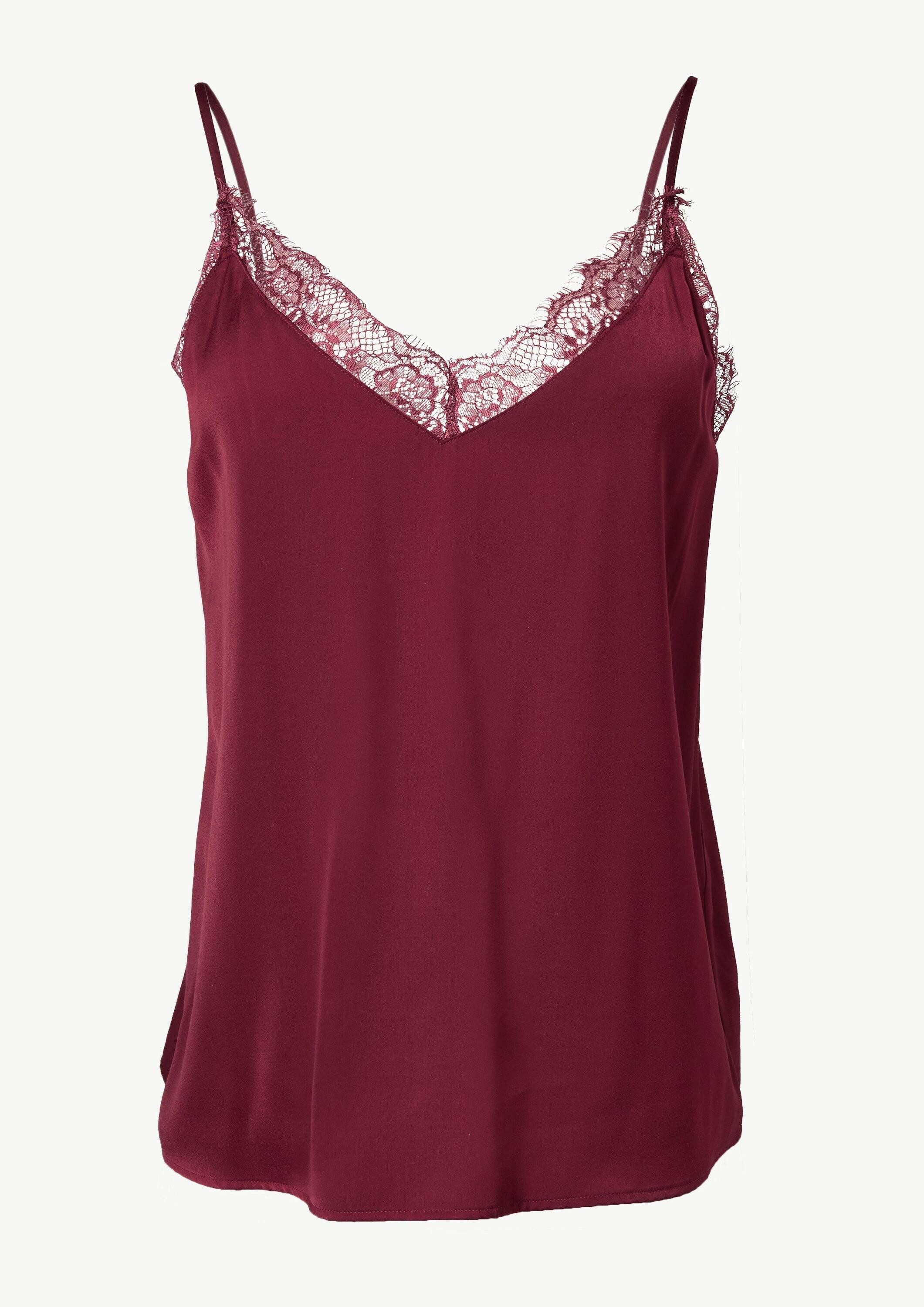comma Blusentop Bluse Satin-Top mit Spitze und verstellbaren Trägern