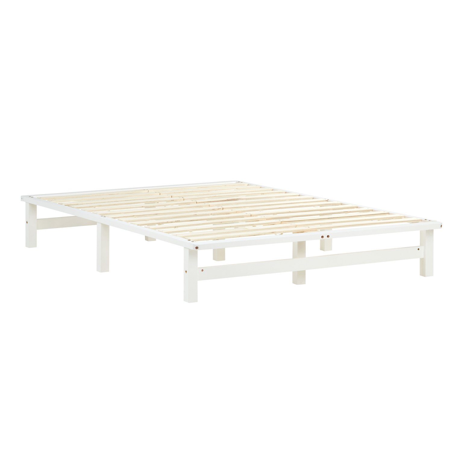 Homestyle4u Holzbett Palettenbett Massivholzbett Futonbett Natur Weiß Grau 90/140x200 cm