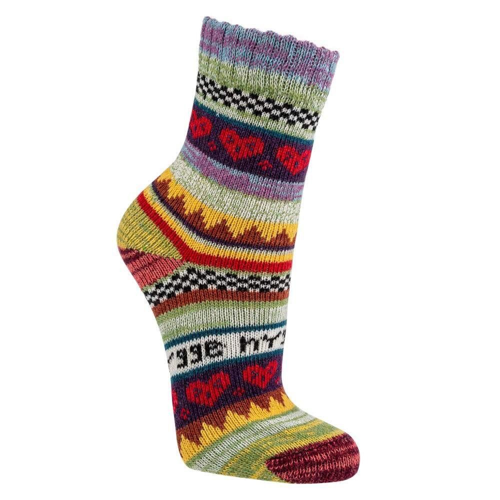 HomeOfSocks Norwegersocken 3 Paar Norweger Wollsocken, Hygge, 80% Baumwolle, (3-Paar) mit Norwegermuster, aus Baumwolle, druckarmer Gummibund