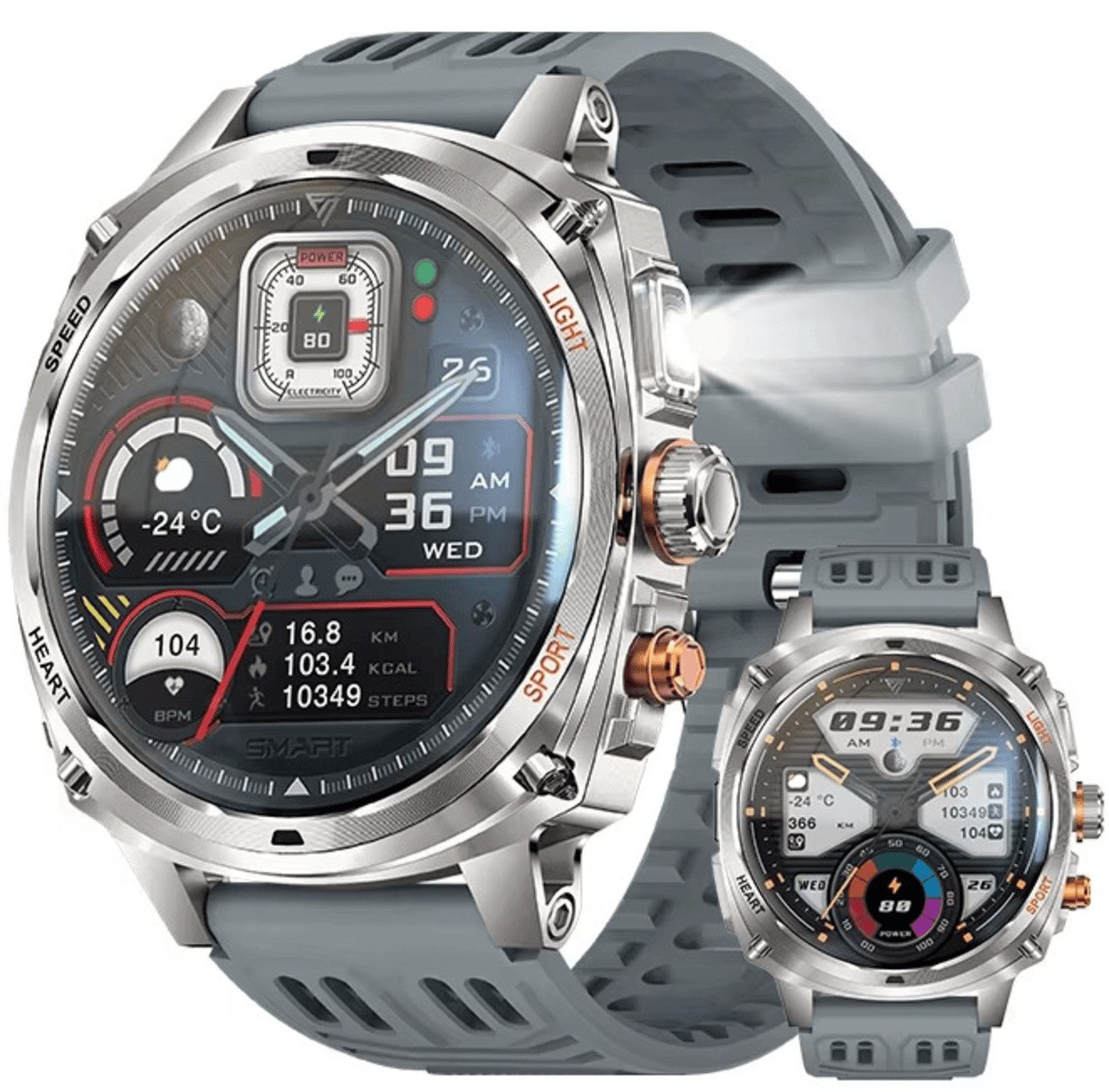 Nagham Ghazal Aswad Smartwatch Herren AMOLED HD LED Sport Bluetooth Anruf Fitness Uhr Smartwatch (5,25 cm cm), AMOLED, LED, Bluetooth, IP68, Akku