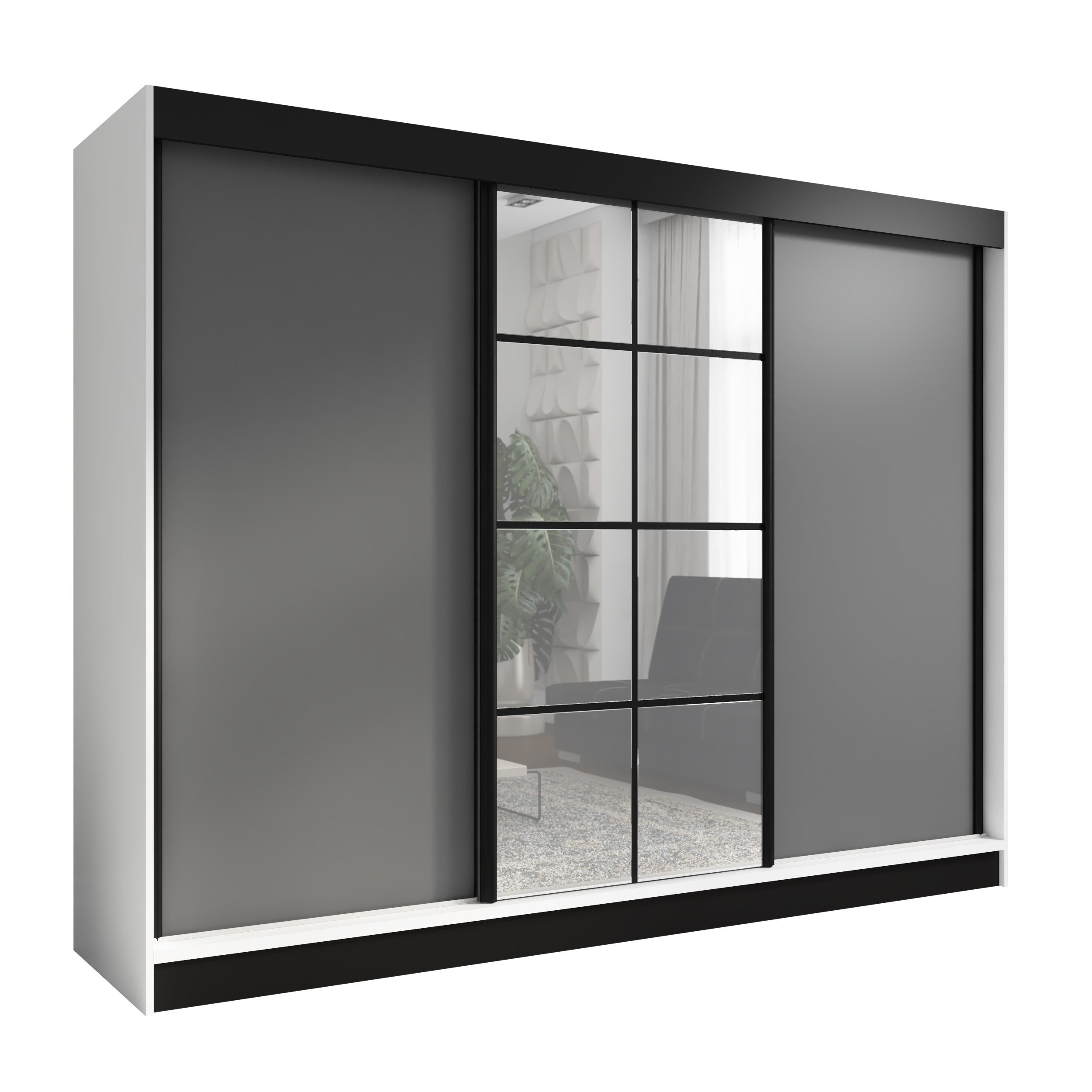 A&J MöbelLand GmbH Schiebetürenschrank ORAVELLE 3-türiger Kleiderschrank mit Spiegel (TOP ANGEBOT! Geräumiger Schrank mit einer Breite von 200 cm ideal zur Aufbewahrung von Kleidung und Accessoires. Wählen Sie das ideale Modell für Ihr Schlafzimmer!, TOP