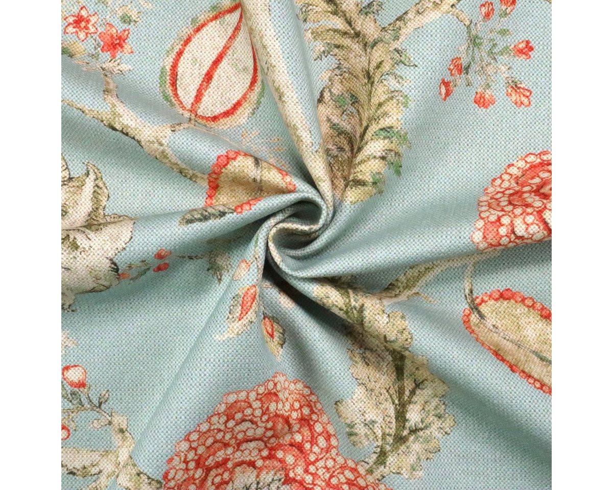 Thumbnail - Stofferia Stoff Dekostoff Halb-Leinen Bonita Flor Graublau, Breite 280 cm, Meterware