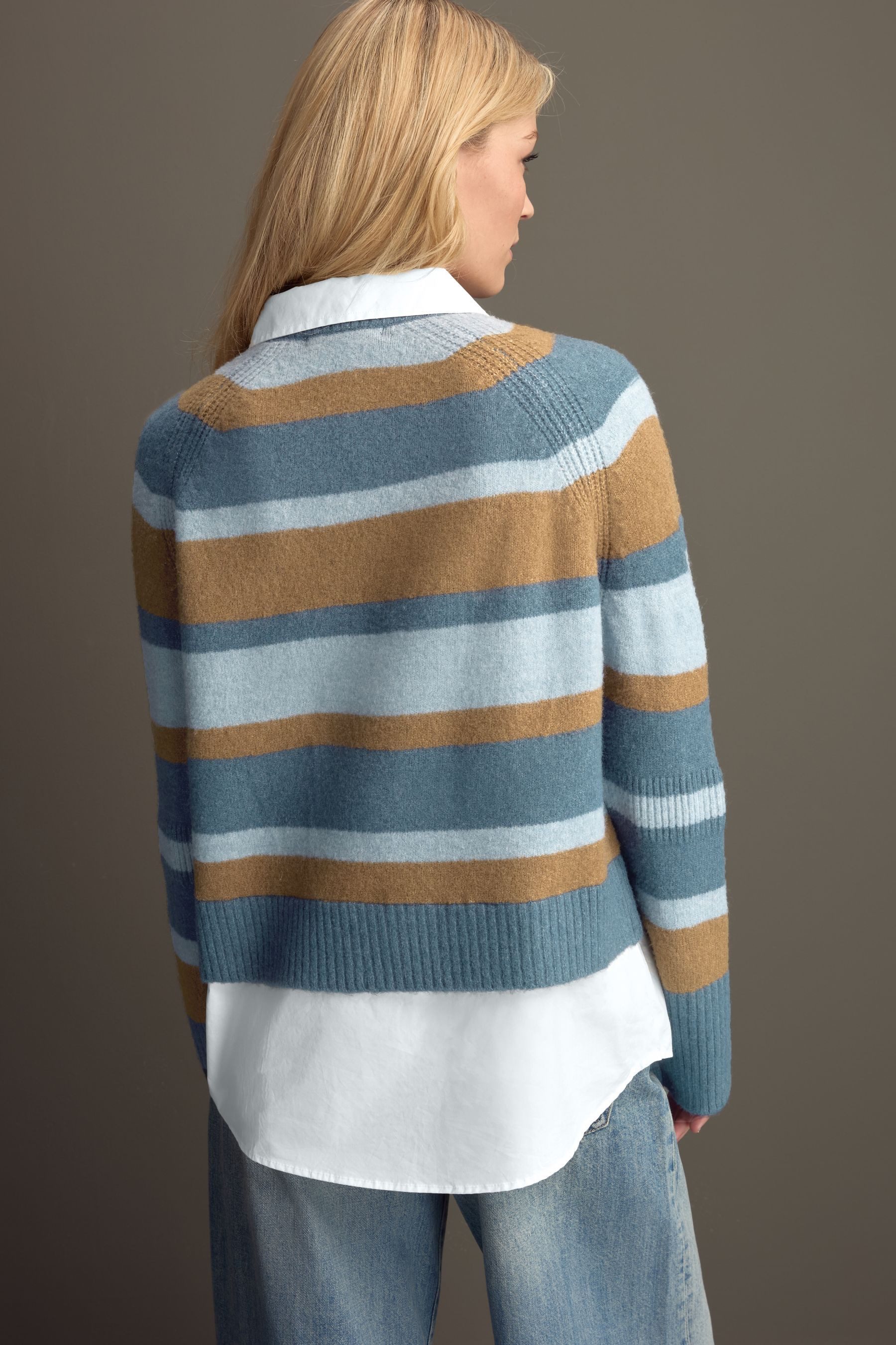 Next Strickpullover Mehrlagiger Pullover mit Kragen (1-tlg) günstig online kaufen