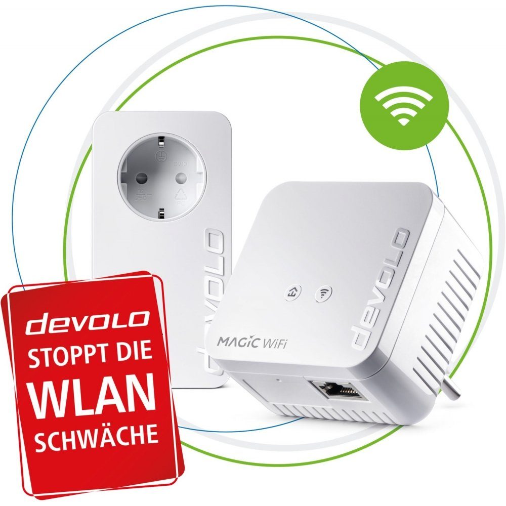 DEVOLO Magic 1200 mini Powerline WLAN WiFi Netzwerk-Adapter weiß Starter - - Adapter Kit