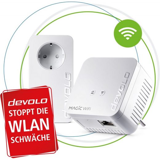 DEVOLO »Magic 1200 WiFi mini Starter Kit - Powerline Adapter WLAN - weiß« Netzwerk-Adapter