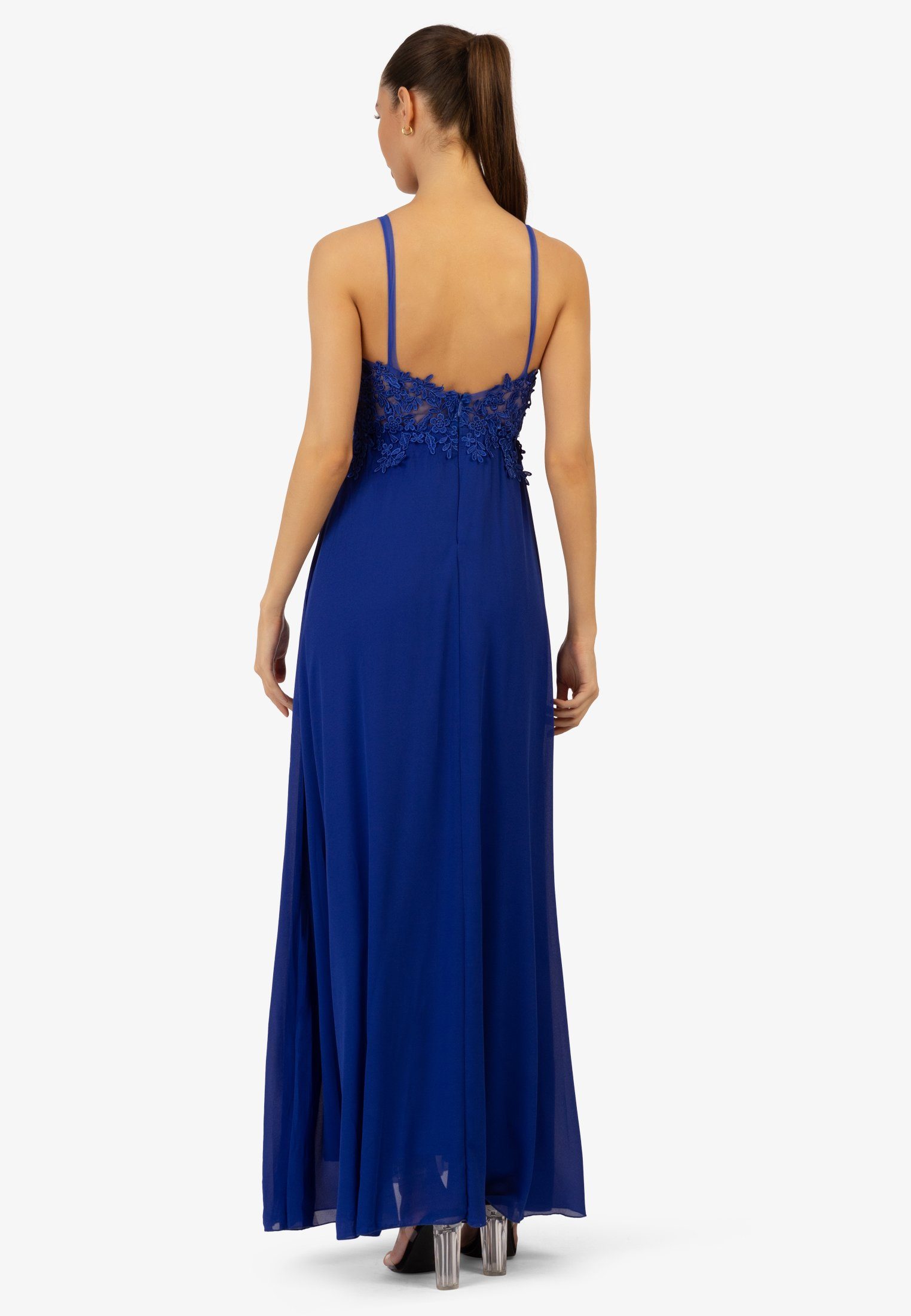 Kraimod Abendkleid royal aus und Mesh blue Spitze Chiffon