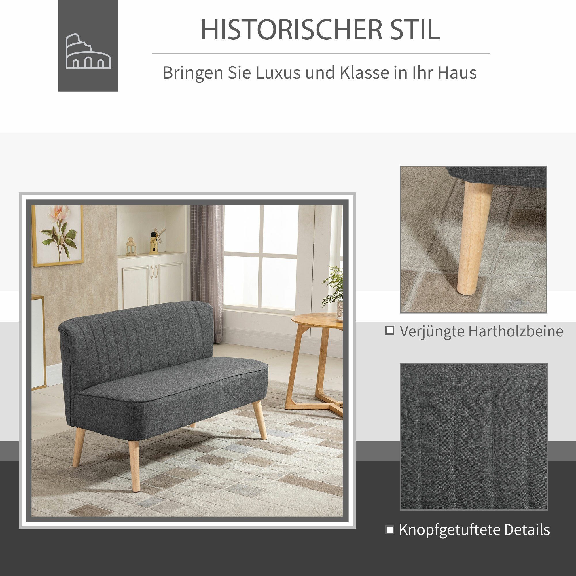 2-Sitzer 2-Sitzer HOMCOM Stoffsofa als