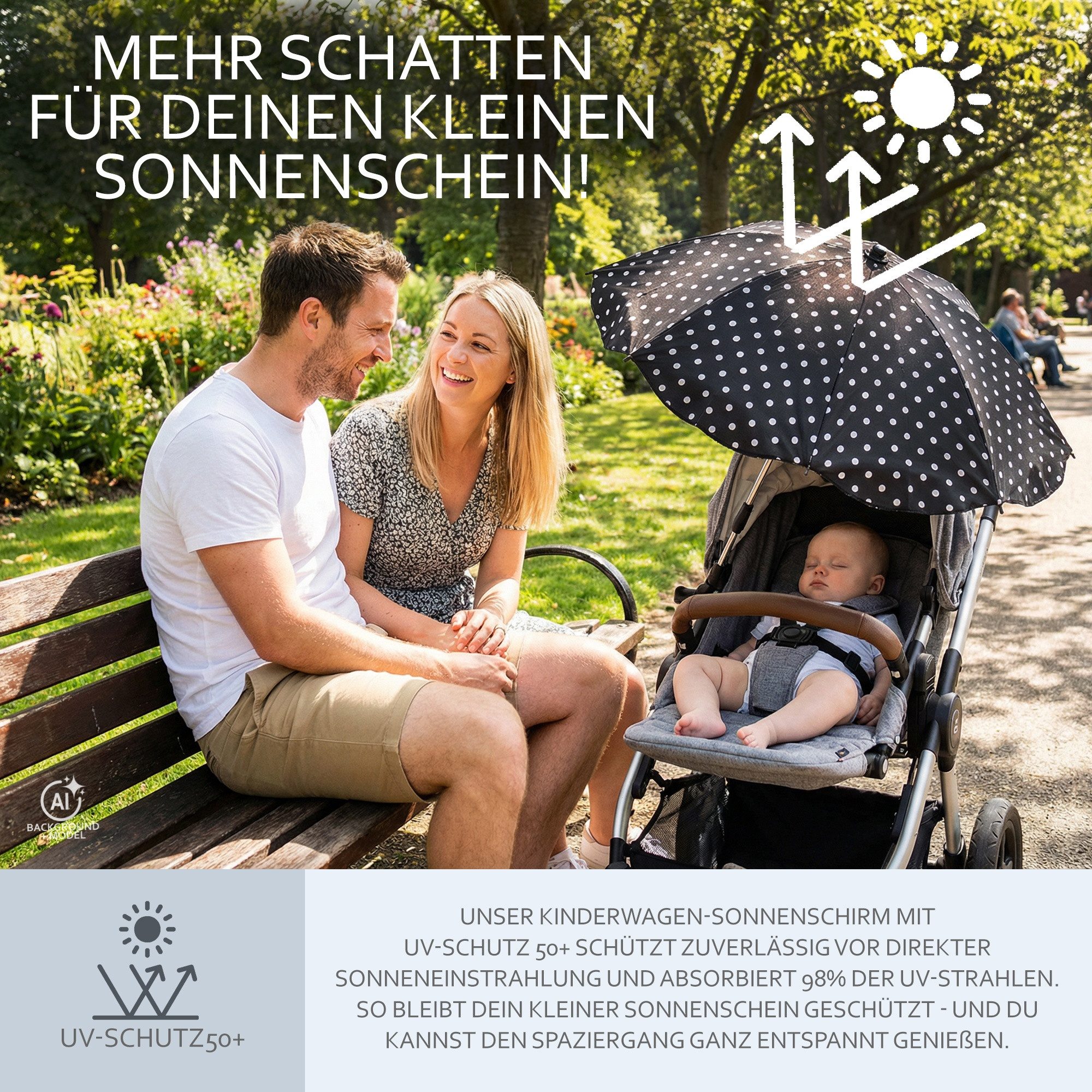 BambiniWelt by Rafael K. Kinderwagen-Sonnenschutzhülle Sonnenschirm Sonnenschutz für Kinderwagen Buggy Jogger universal UV50+, UV 50+ Schutz