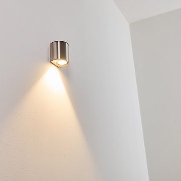 hofstein Außen-Wandleuchte »Aviano« LED Außenwandlampe aus Metall/Glas in Edelstahl, 3000 Kelvin, 6 Watt, 600 Lumen, mit Lichteffekt für Terrasse/Hof/Haustür, IP44