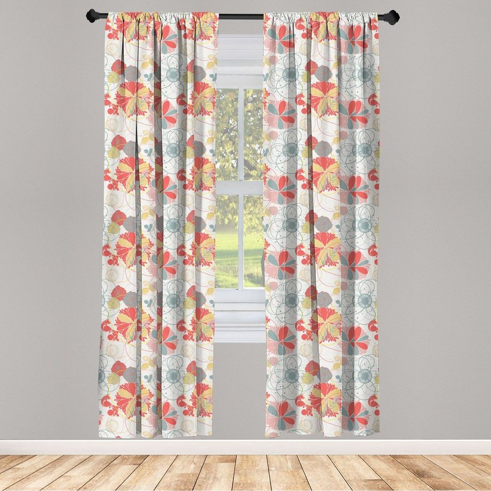 Gardine »Vorhang für Wohnzimmer Schlafzimmer Dekor«, Abakuhaus, Blumen  Retro warmen Farben Fall online kaufen   OTTO