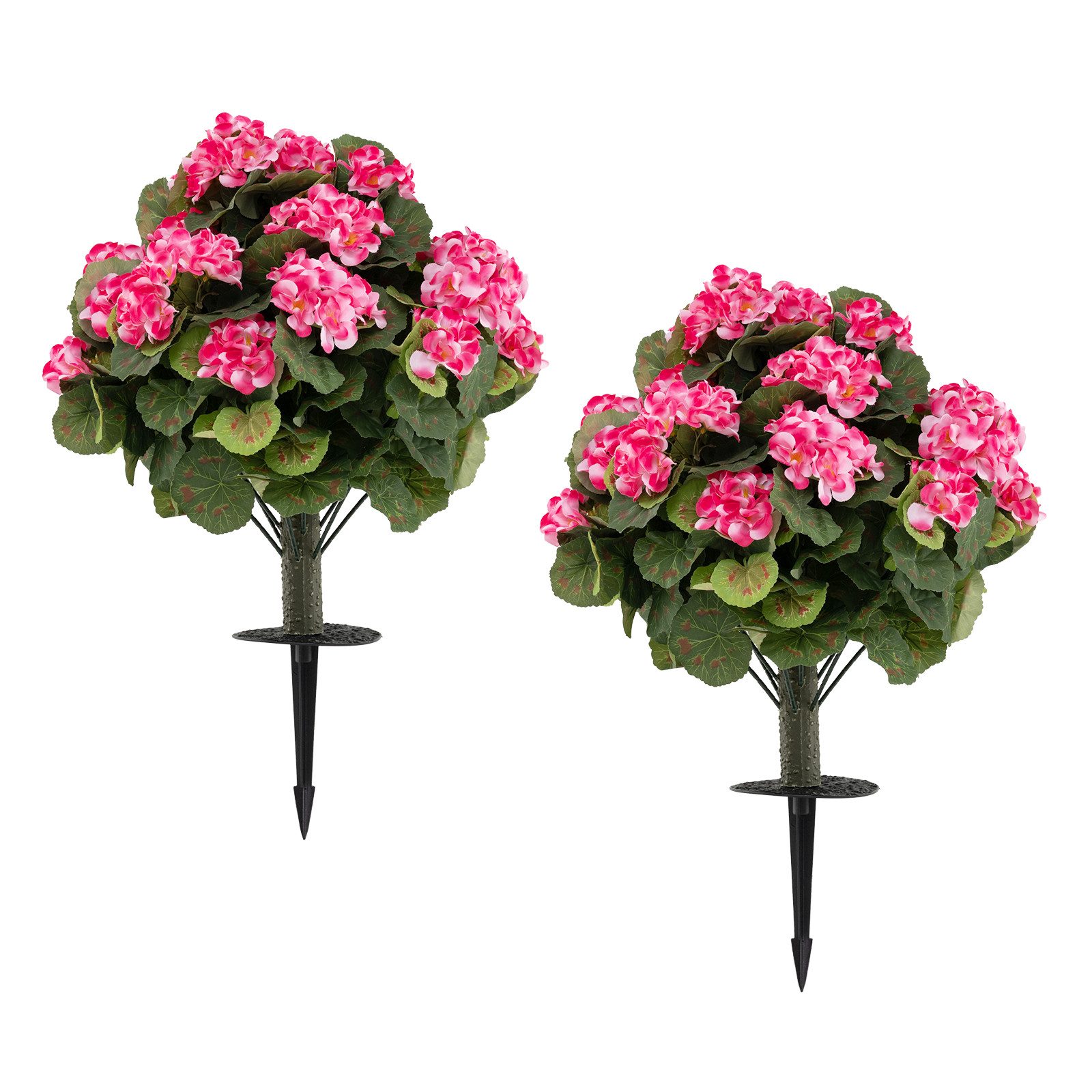 Kunstpflanze Geranien, COSTWAY, Höhe 33 cm, Mit realistischer PE-Stamm & Aluminiumlegierung-Erdspieß