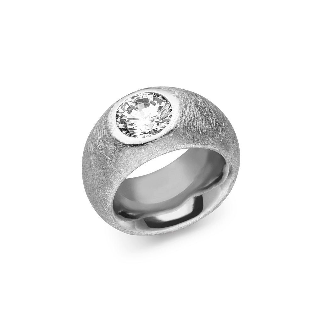 SKIELKA DESIGNSCHMUCK Silberring Silber Ring "Massiv" Zirkonia 10 mm (Sterling Silber 925), hochwertige Goldschmiedearbeit aus Deutschland