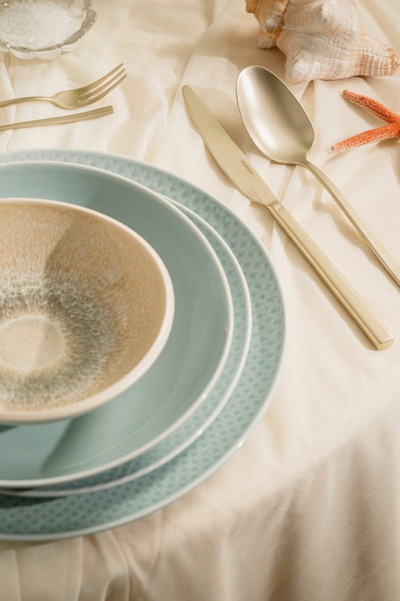Rosenthal Kombiservice Junto Opal Green/Dune Kombiset Becher 22tlg, Porzellan, Sets