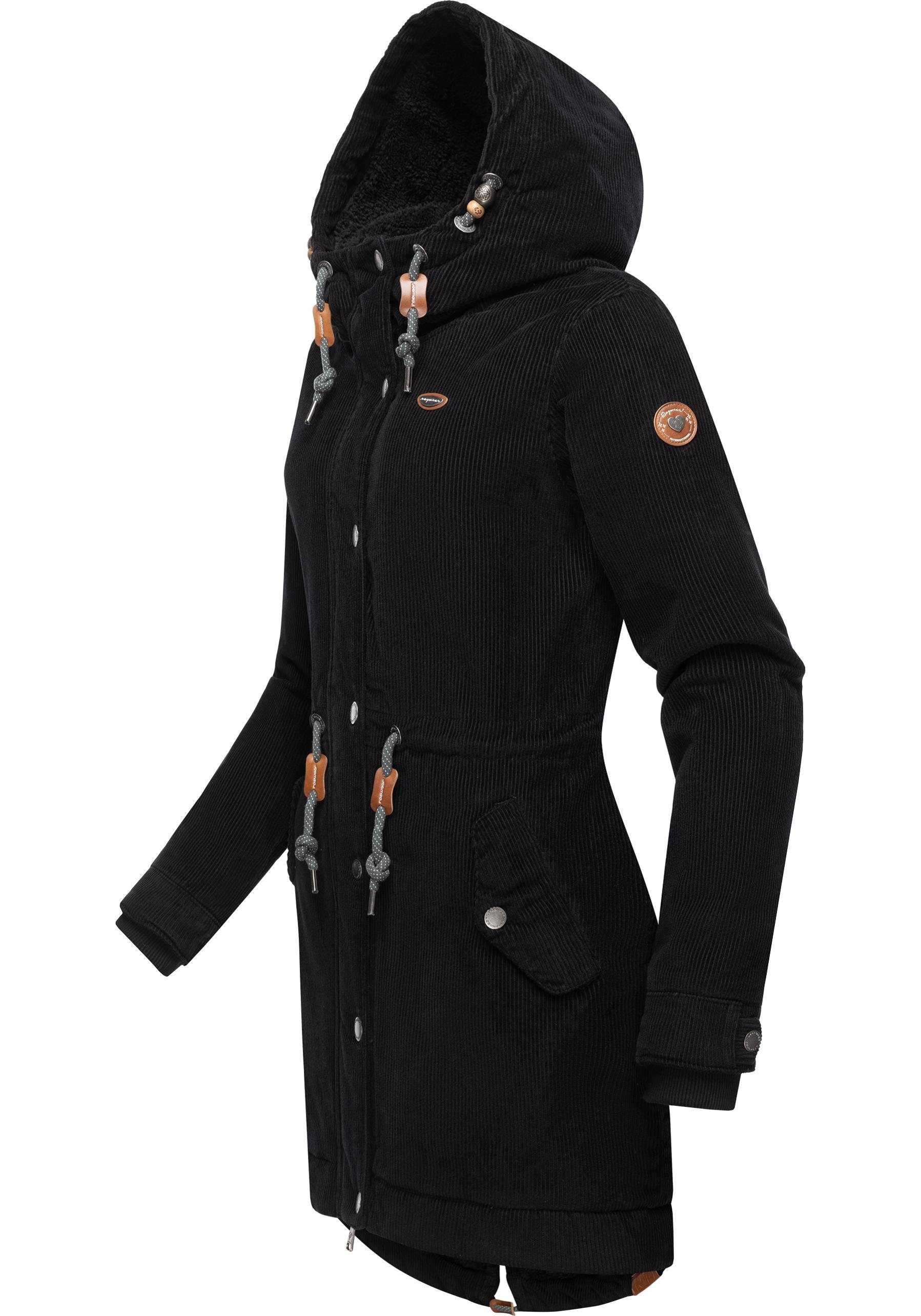 Ragwear Winterjacke Canny Corduroy stylischer Damen Cordmantel mit Kapuze günstig online kaufen