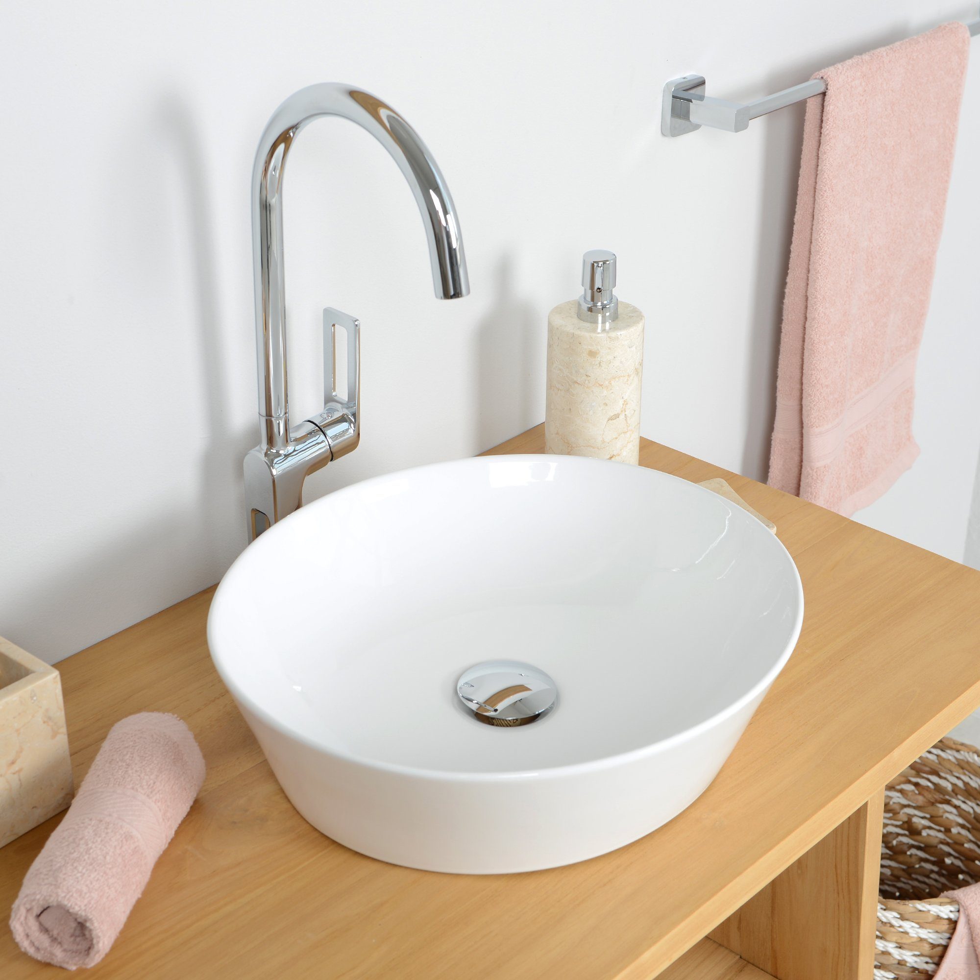 wohnfreuden Aufsatzwaschbecken Keramik Aufsatzwaschbecken 40 cm günstig online kaufen