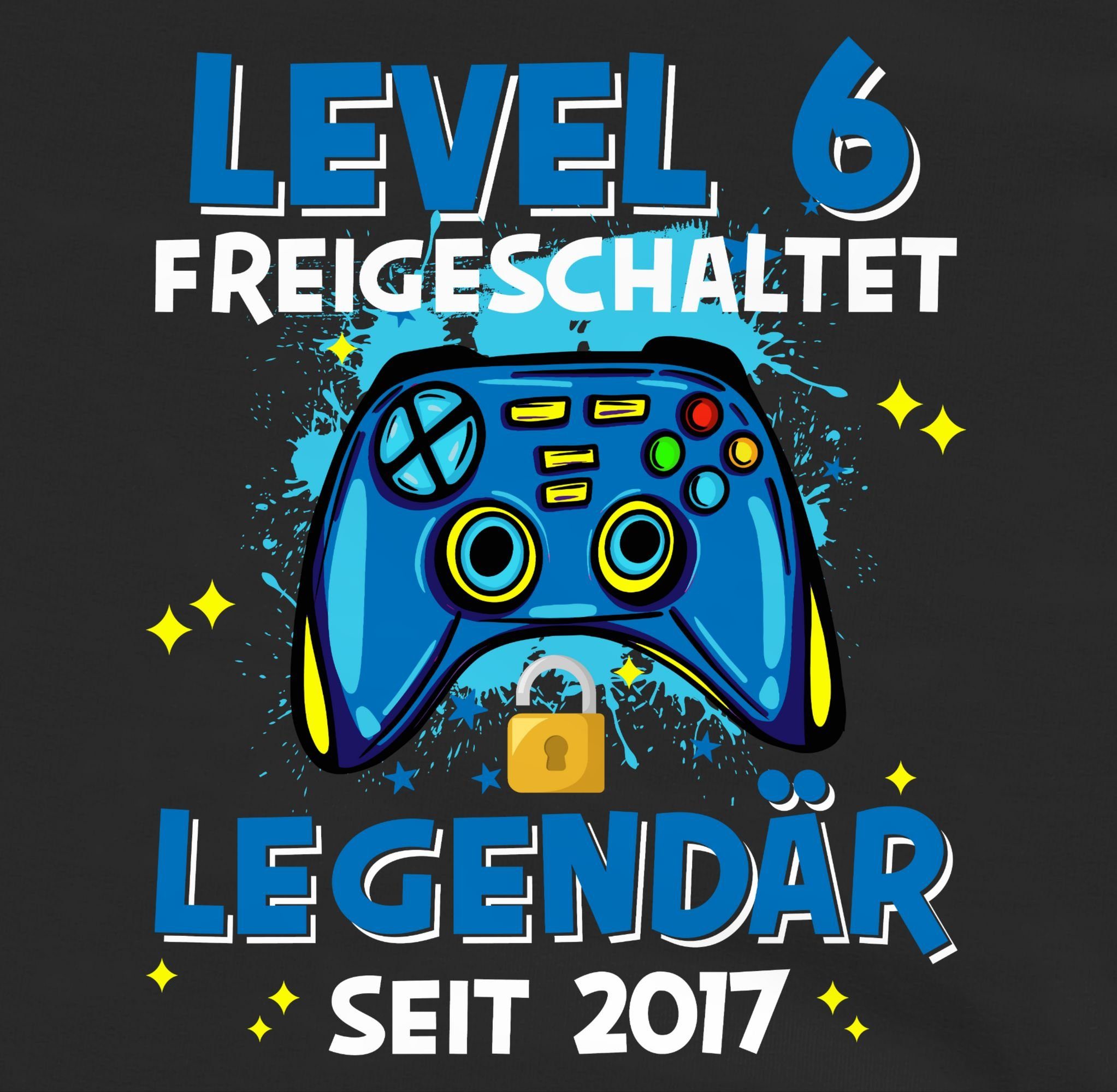 Shirtracer Sweatshirt Level 6 freigeschaltet Schwarz seit Geburtstag 2 2017 6. Legendär