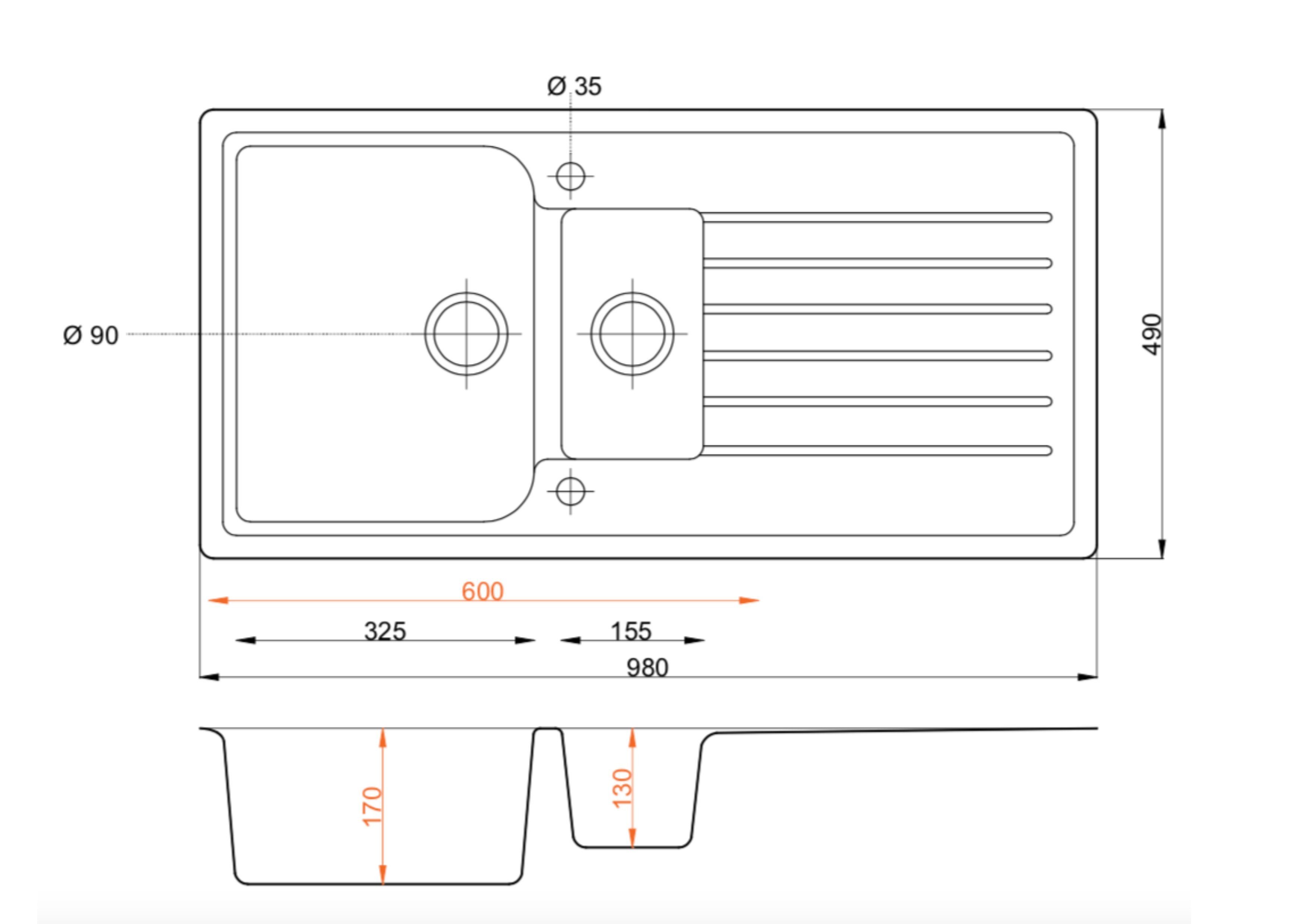 Faizee Furniture Granite Sink, Kitchen Sink with Siphon and Pull-Out Faucet, Black, Square