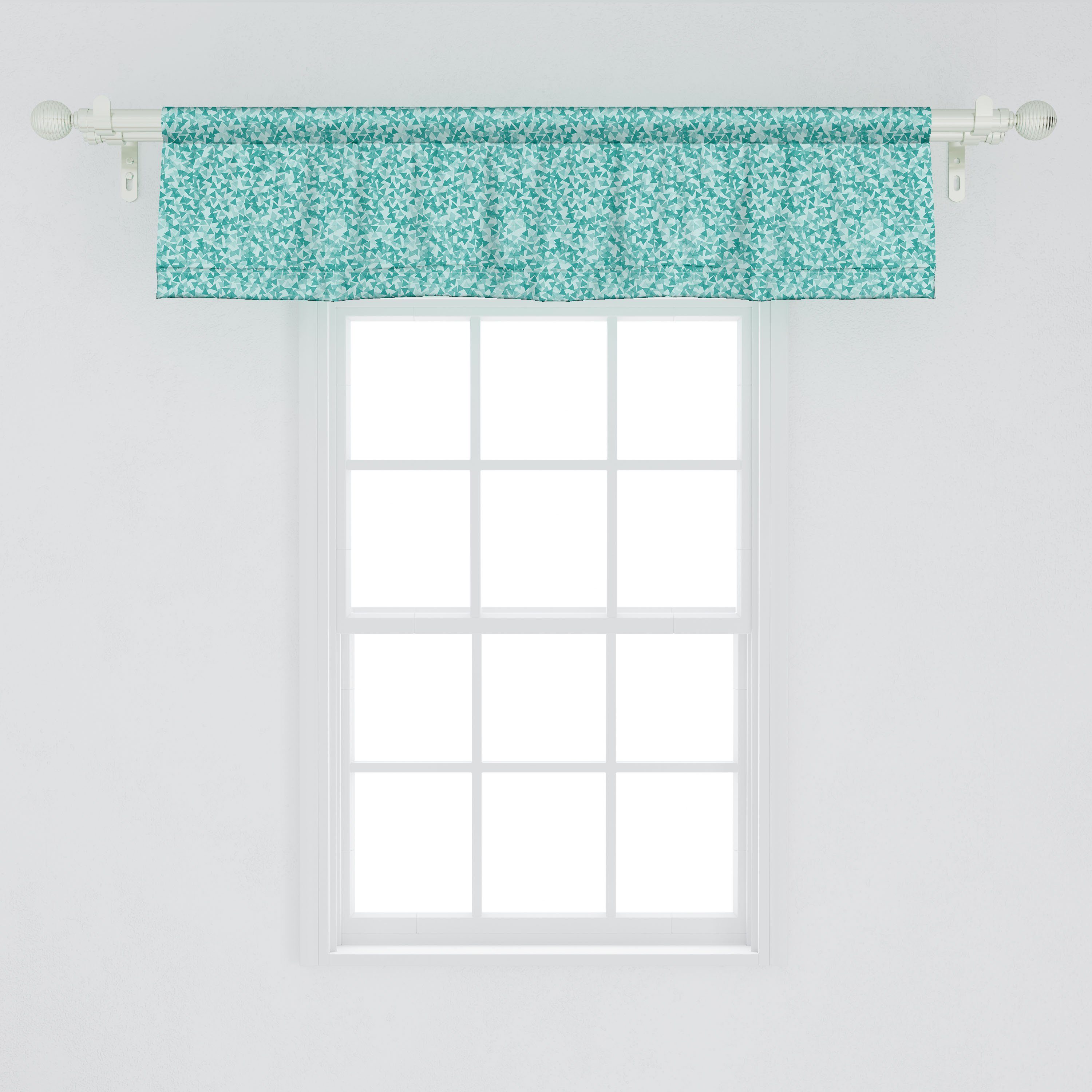 Scheibengardine Vorhang Volant für Küche modernes Türkis mit Microfaser, Schlafzimmer Stangentasche, Abakuhaus, Triangles Dekor