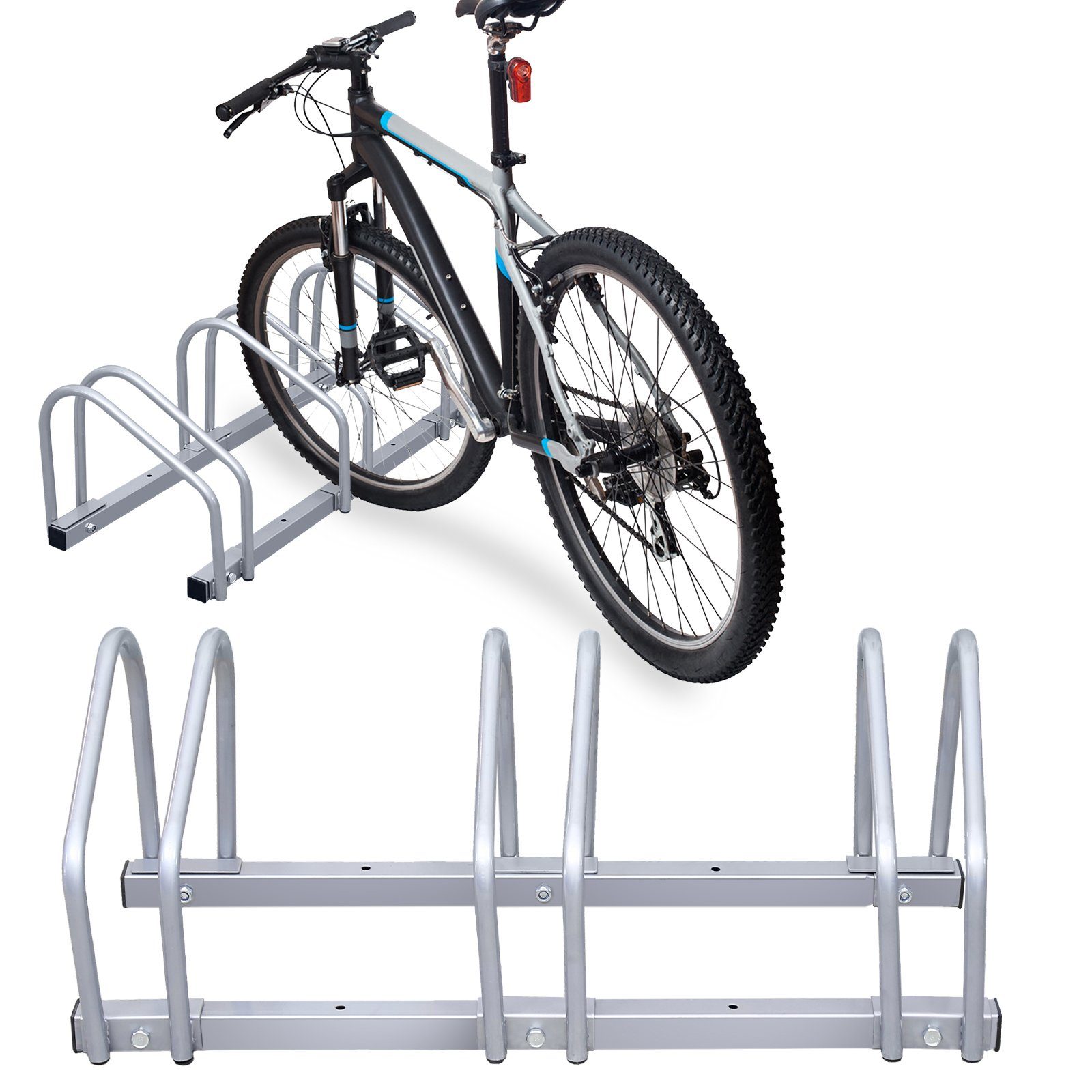 Lospitch Fahrradständer Radständer 3 Fahrräder Fahrradhalterung auf dem  Boden Aufstellständer