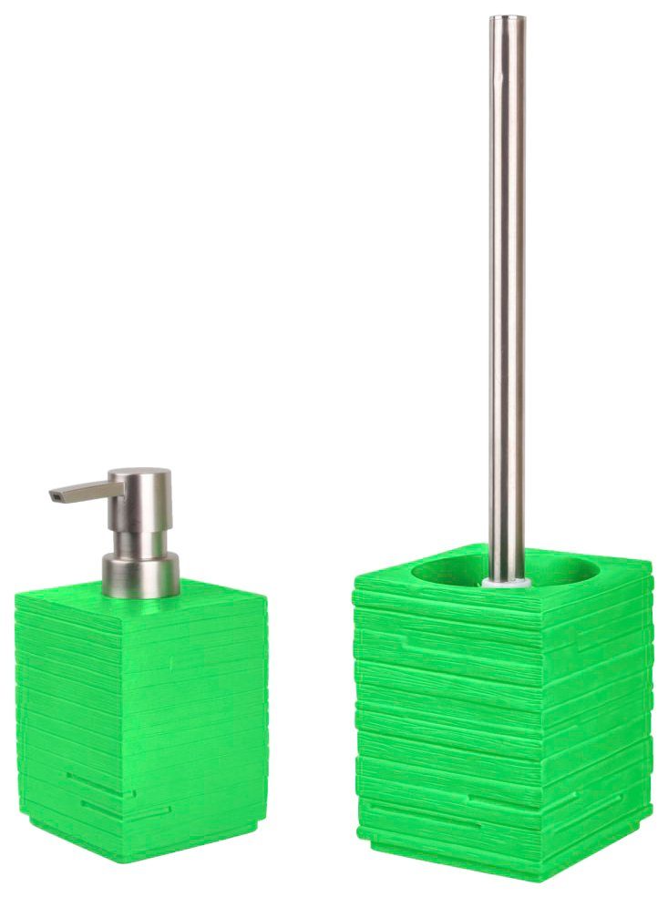 Sanilo Badaccessoire-Set Calero Green, Kombi-Set, 2 tlg., bestehend aus  Seifenspender und WC-Bürste, geriffelt