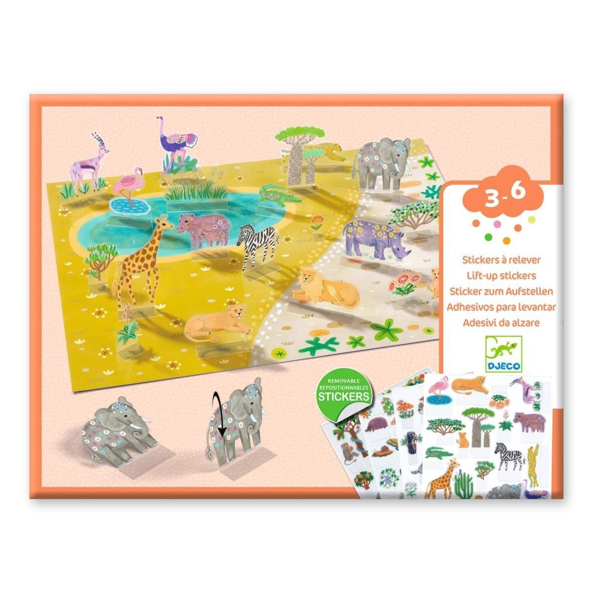 DJECO Kreativset Aufstellbare Sticker Fahrzeuge, kreatives Spiel für Kinder ab 3 Jahren