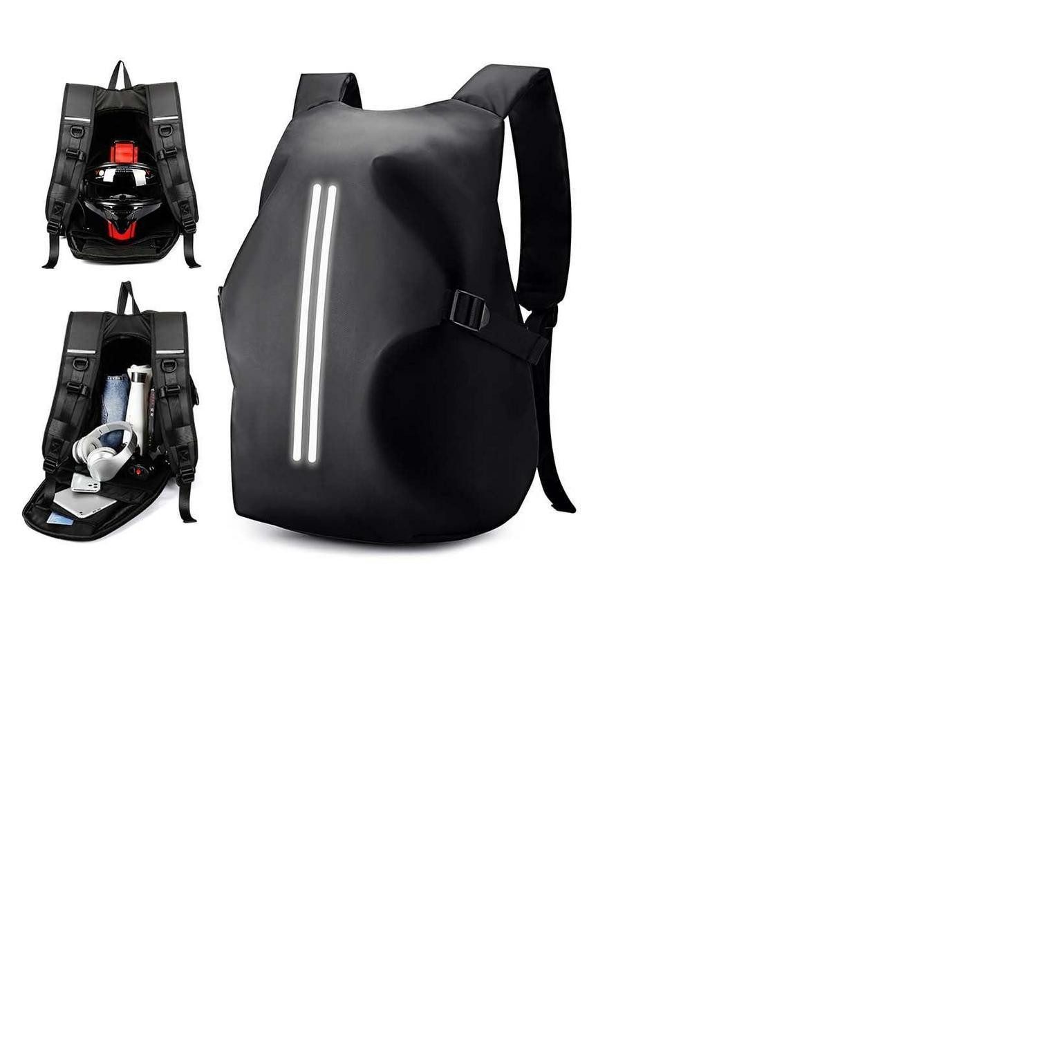 LuxusKollektion Sportrucksack Helmrucksack Motorradrucksack Wasserdicht Reflektierend G-schwarz S