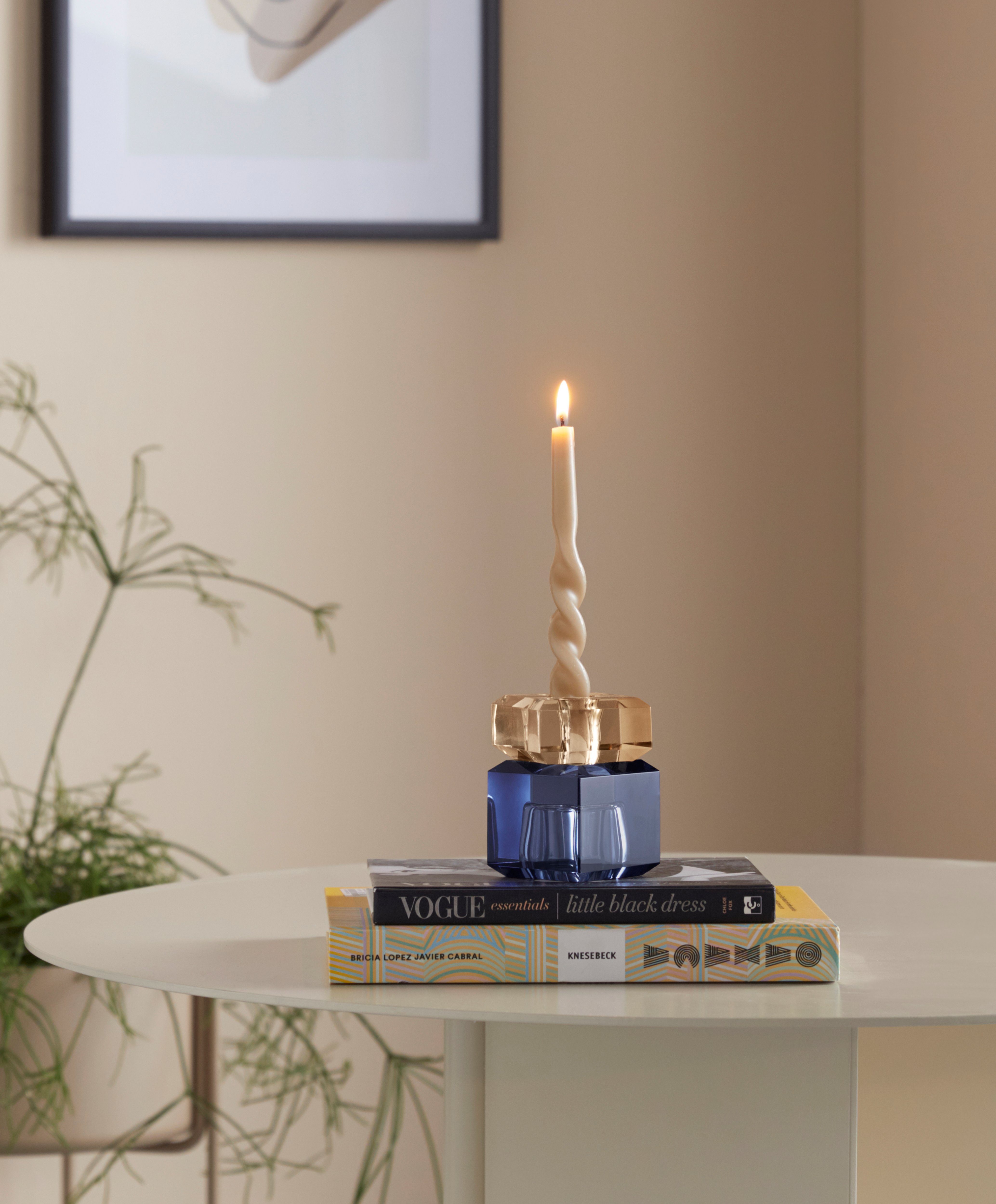 LeGer (Set, Kerzenhalter Glas, für Ylvi by Stabkerzen blau/gelb St), Gercke aus und Lena 2 Home Teelichter