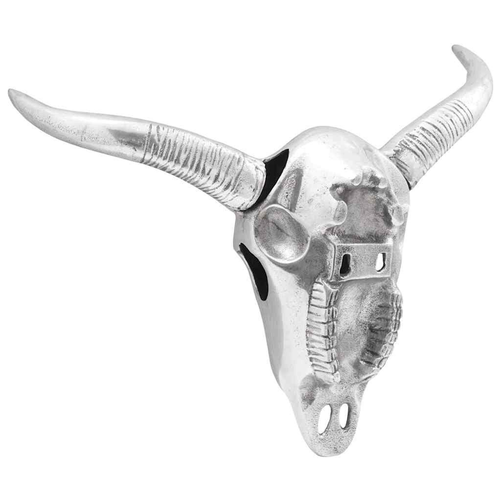 vidaXL Skulptur Bullen Schädel Silber 34 x 13 x 53 cm Aluminium (1 St)