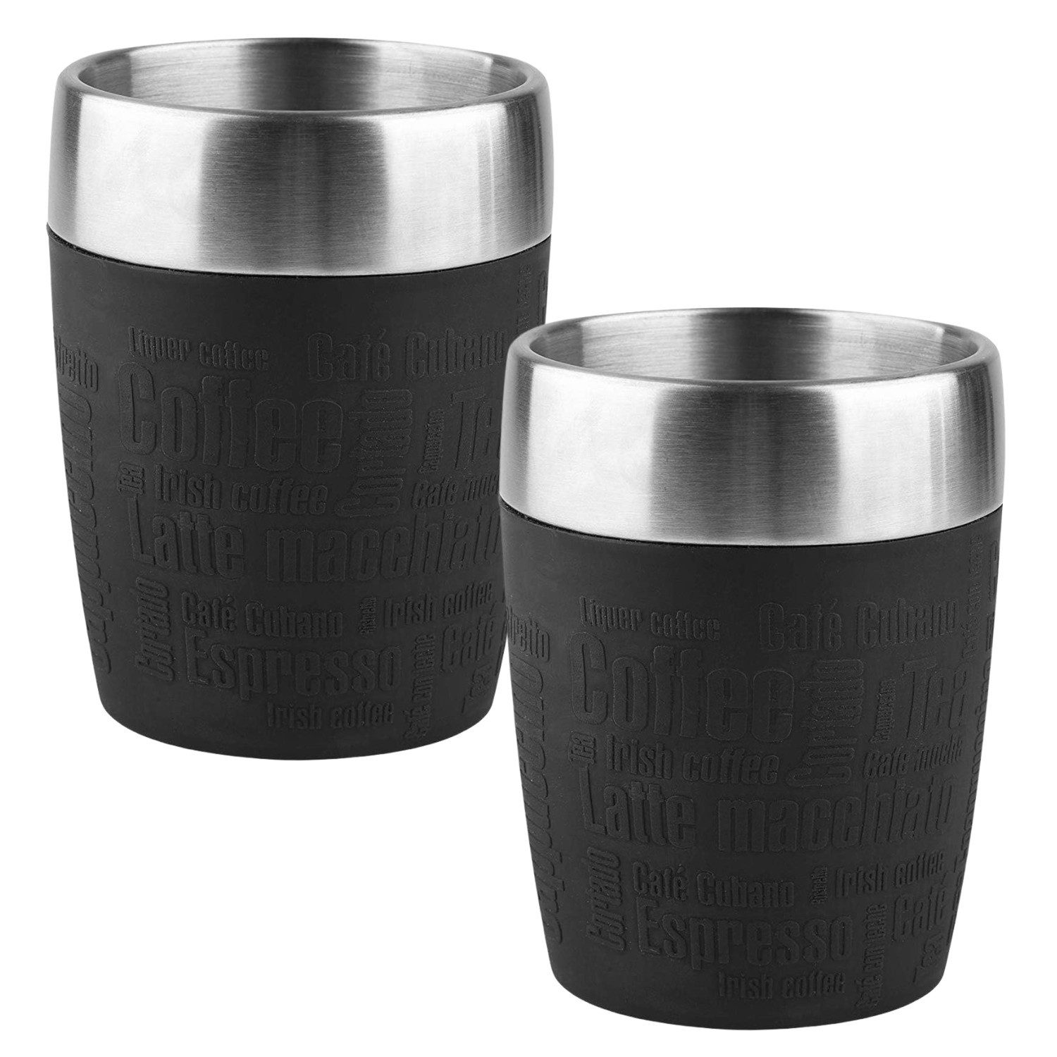 Becher 2 x Emsa Travel Cup Schwarz 200ml Thermobecher Trink-Dreh-Verschluss I