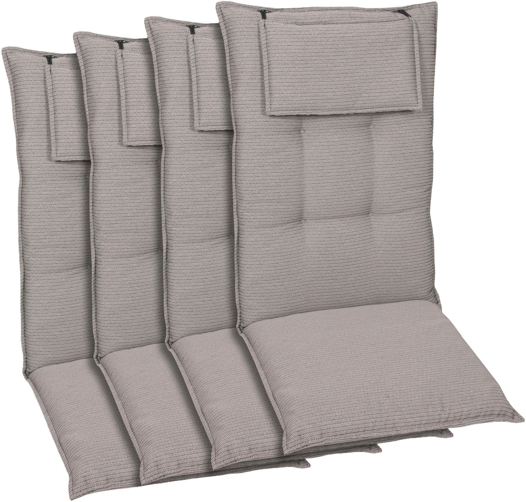 KONIFERA Hochlehnerauflage, (Spar-Set, 4 St), Struktur uni grau - Maße BxLxH ca.: 50 cm x 120 cm x 7 cm