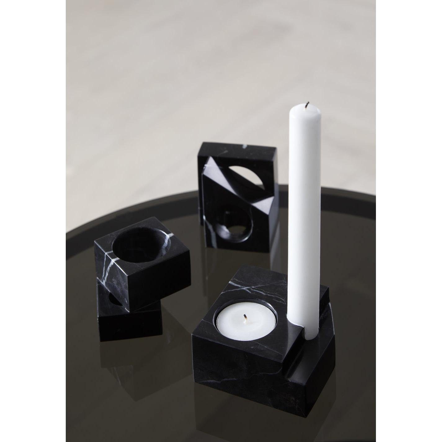 Woud Kerzenhalter Kerzenhalter Je Dés De (7x5x6 Marmor Schwarz 1 cm)